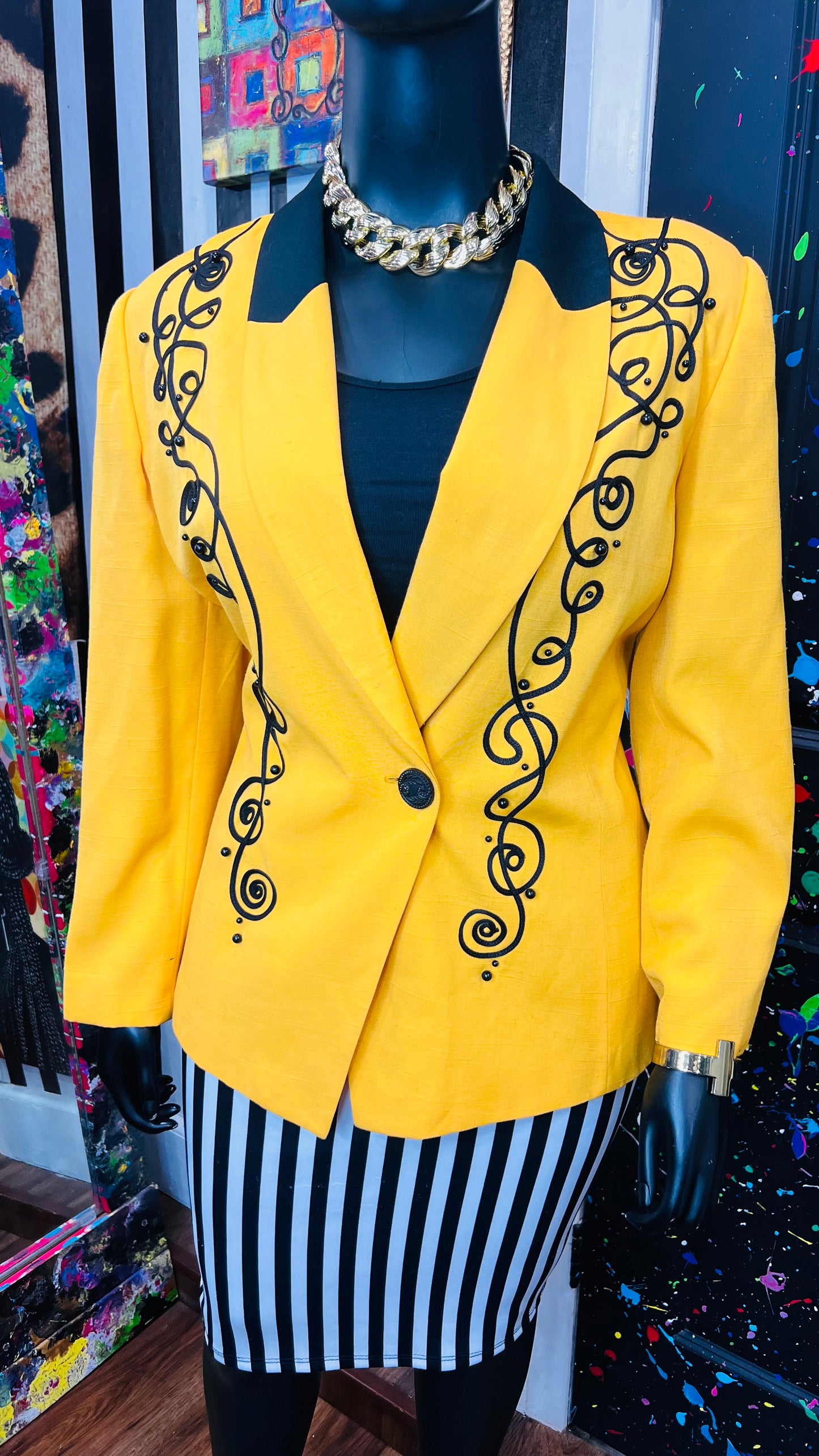 Vintage Yellow & Black Blazer (22)
