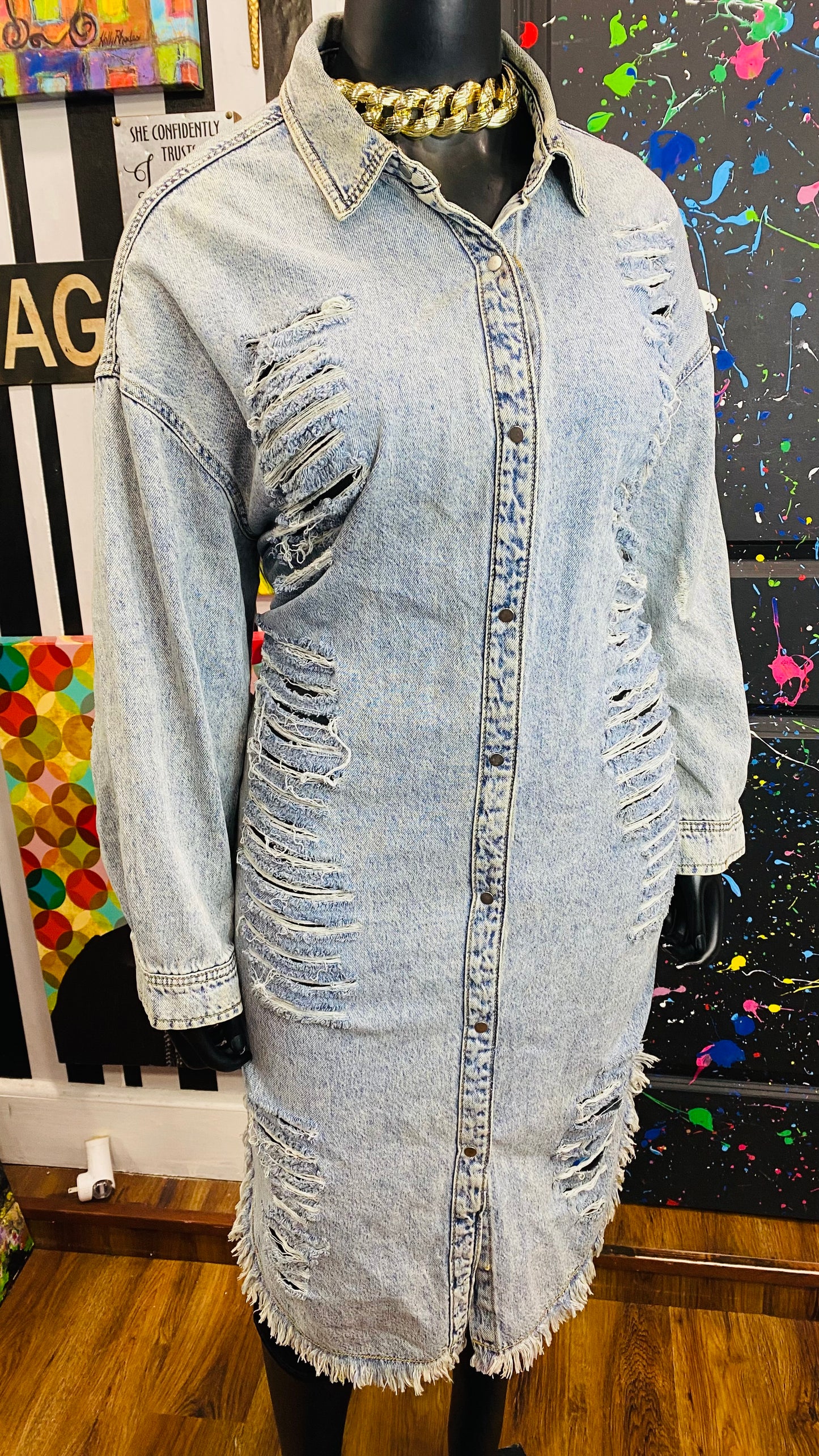 Distressed Denim Duster/Dress (24)