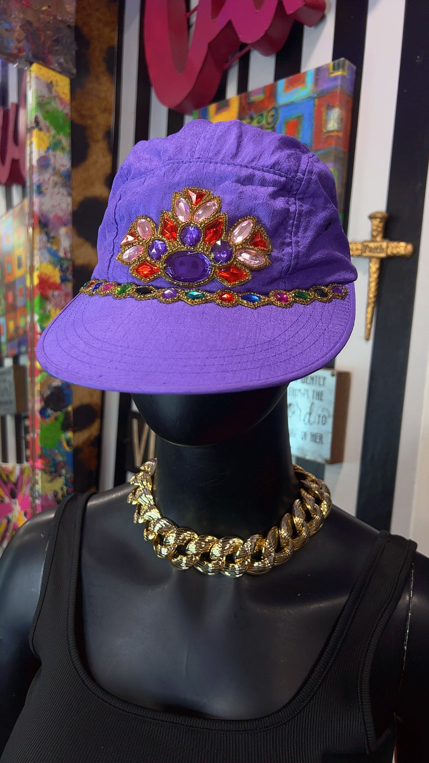 Vintage Purple Jeweled Ball Cap