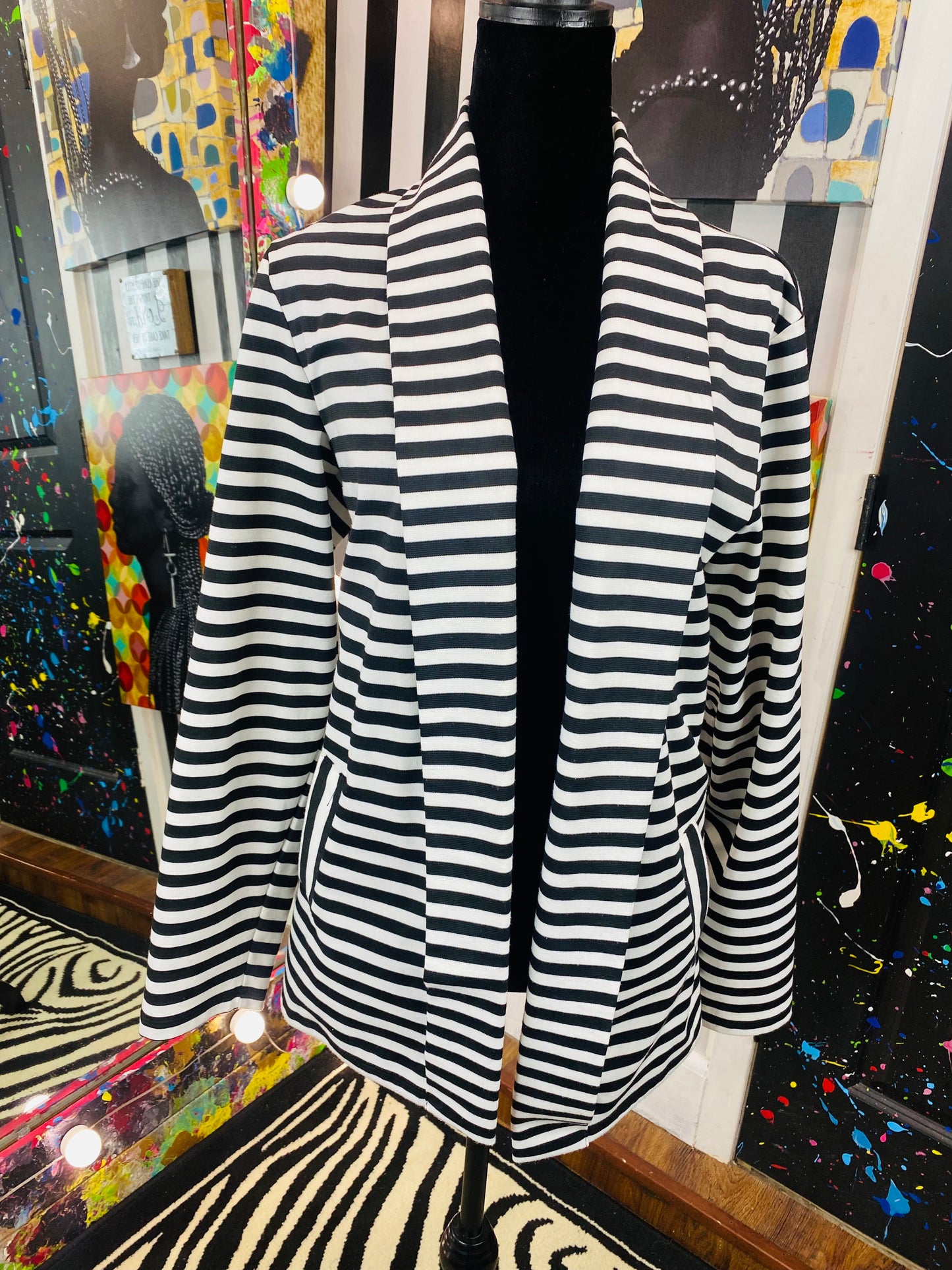 Vintage B&W Striped Blazer