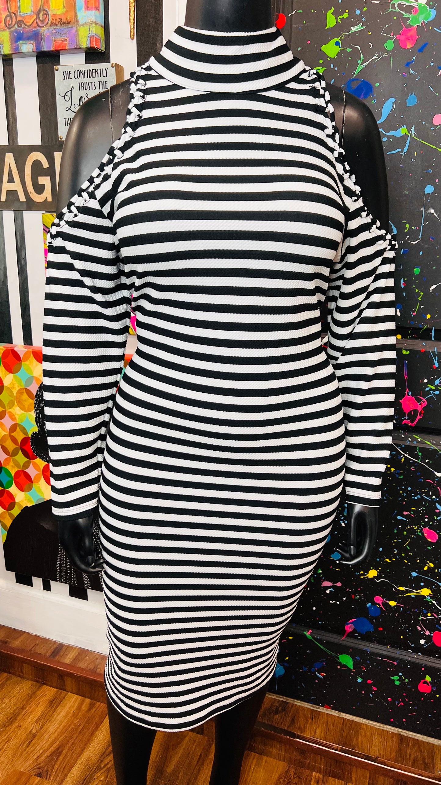 Ashley Stewart Striped Open Shoulder Dress (18/20)