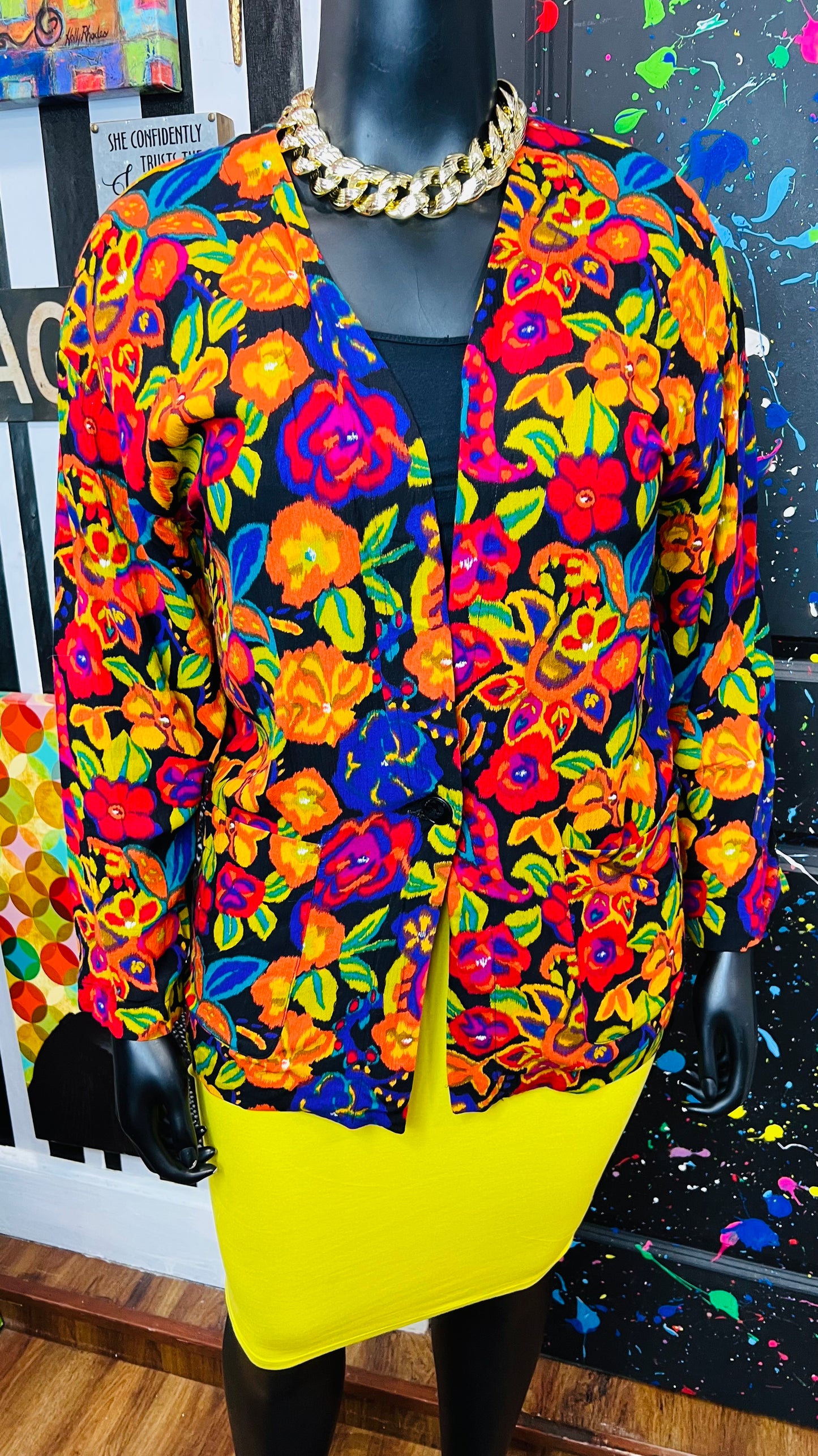 Vintage Rayon Floral Blazer (14)