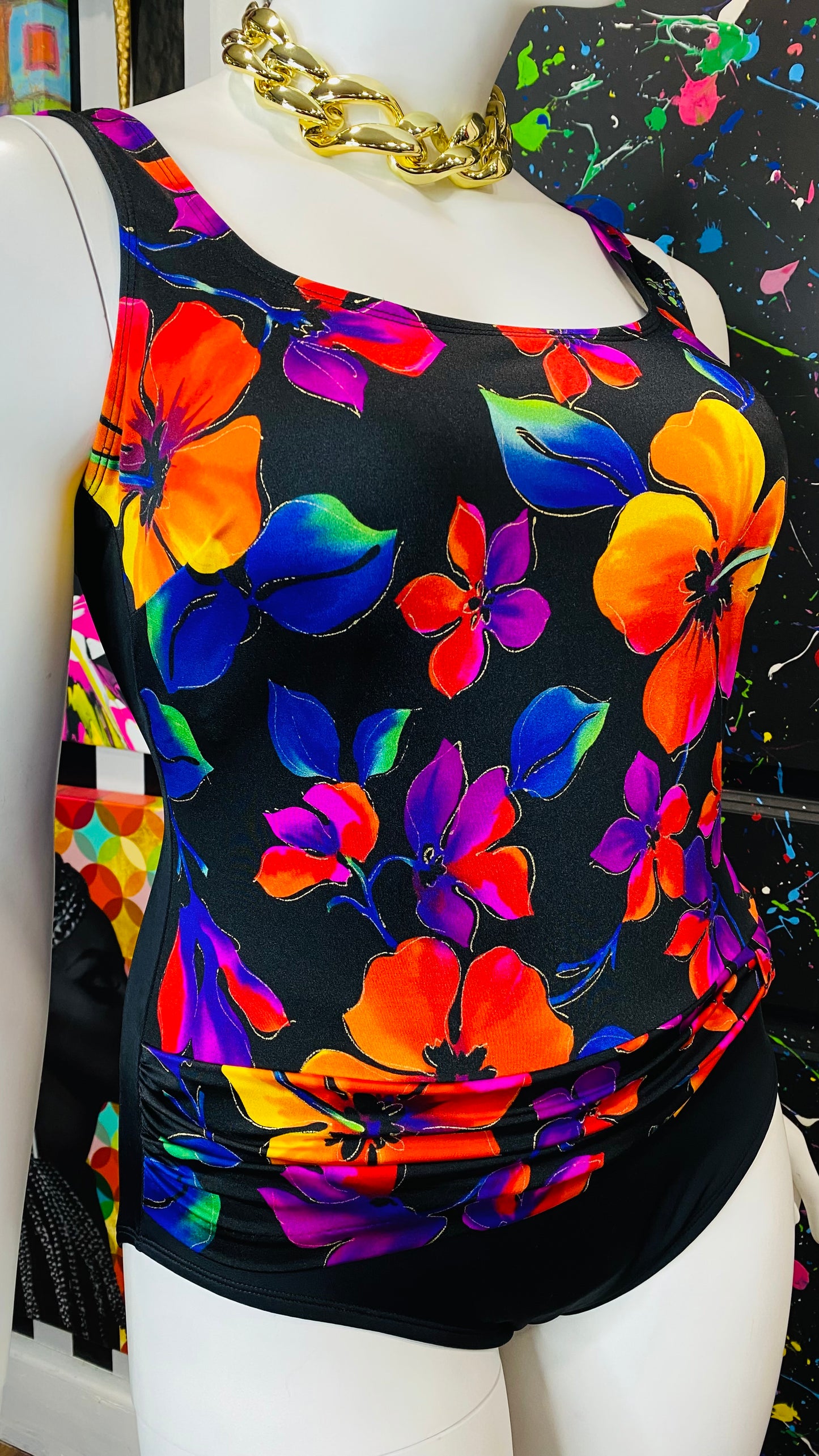 Vintage Vibrant Floral Swimsuit (16/18)