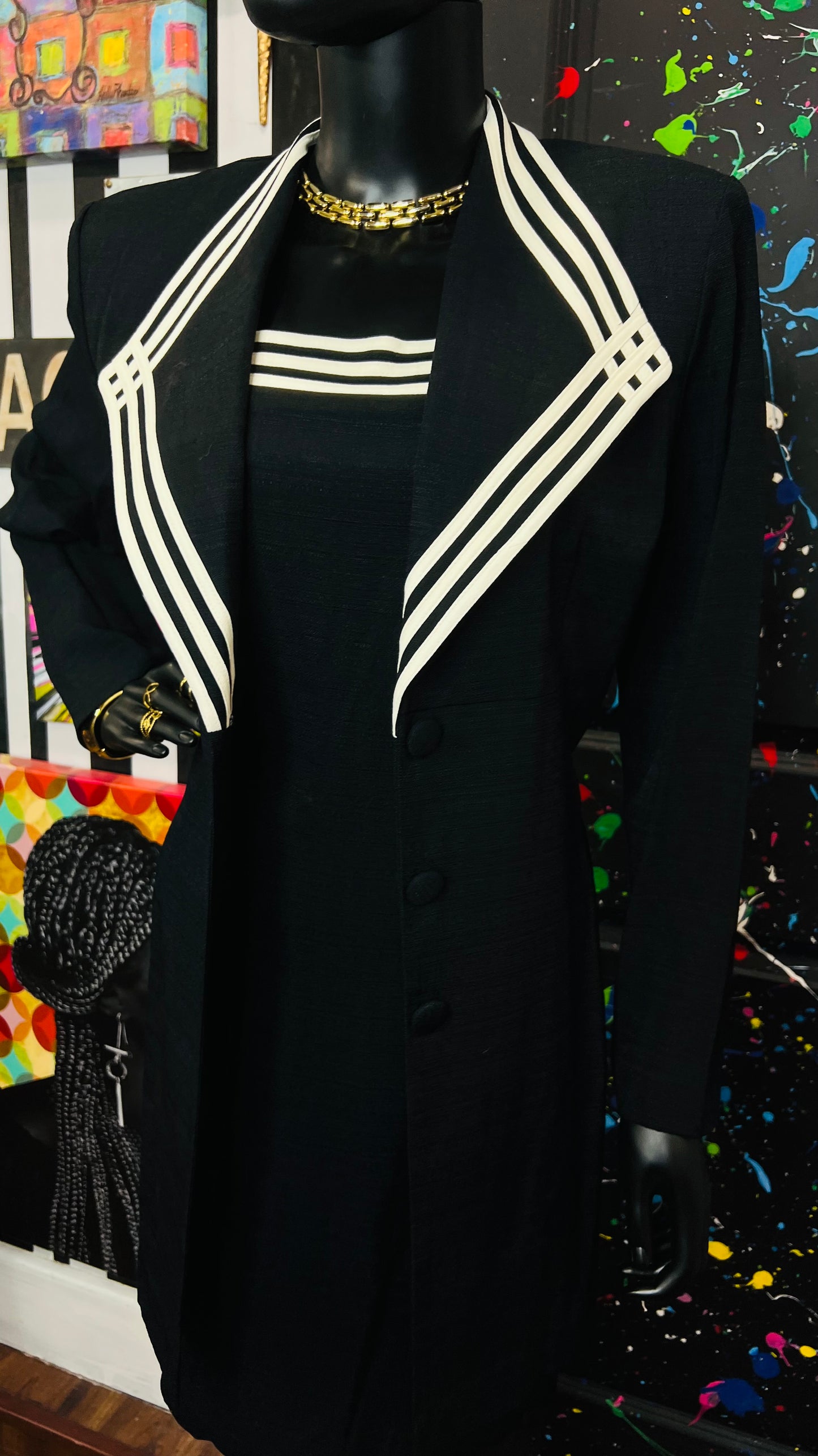 Vintage Black & White Dress & Blazer Set- DeadStock w/Tags (12)