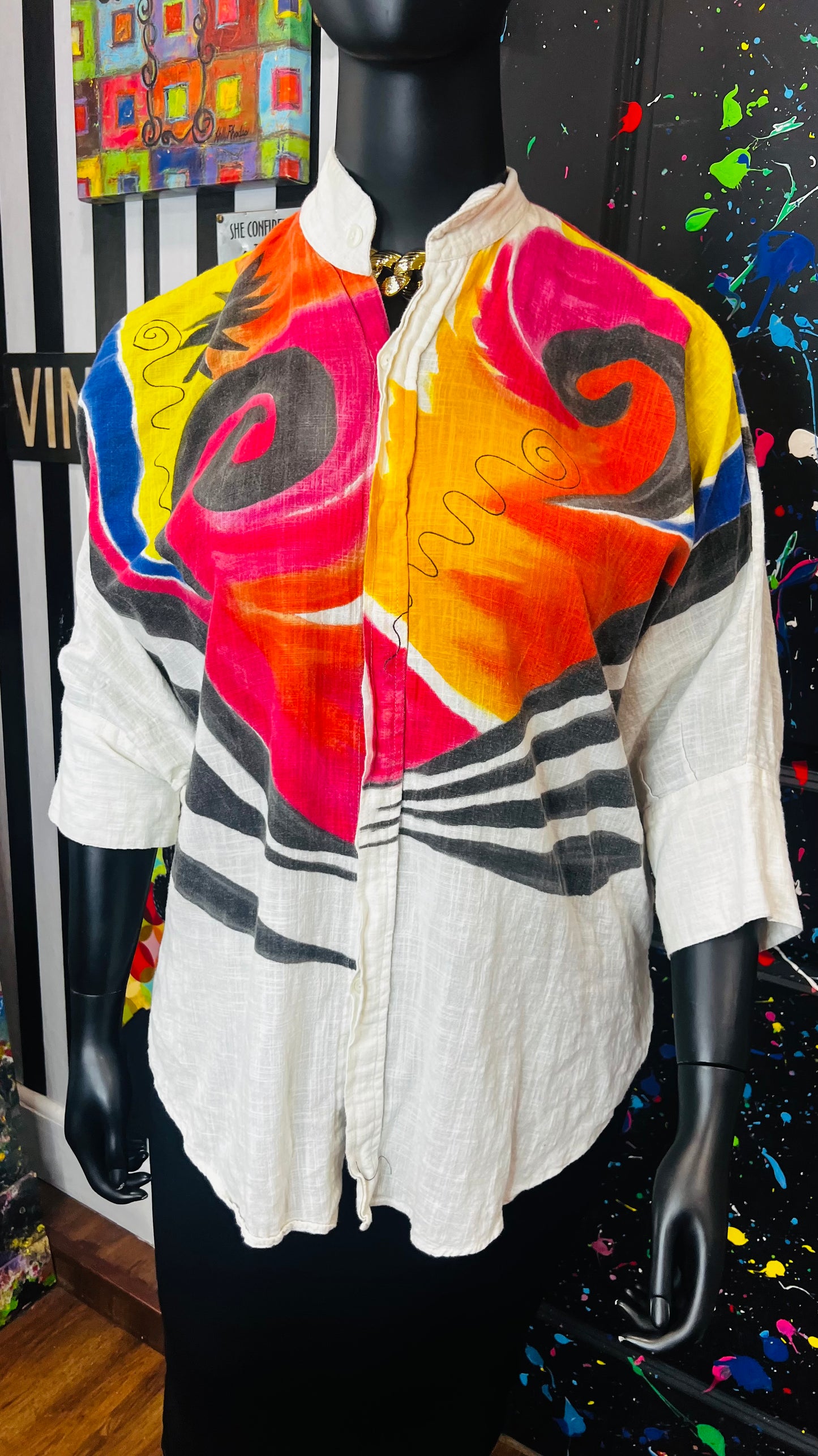 Abstract Print Linen Blouse (16)