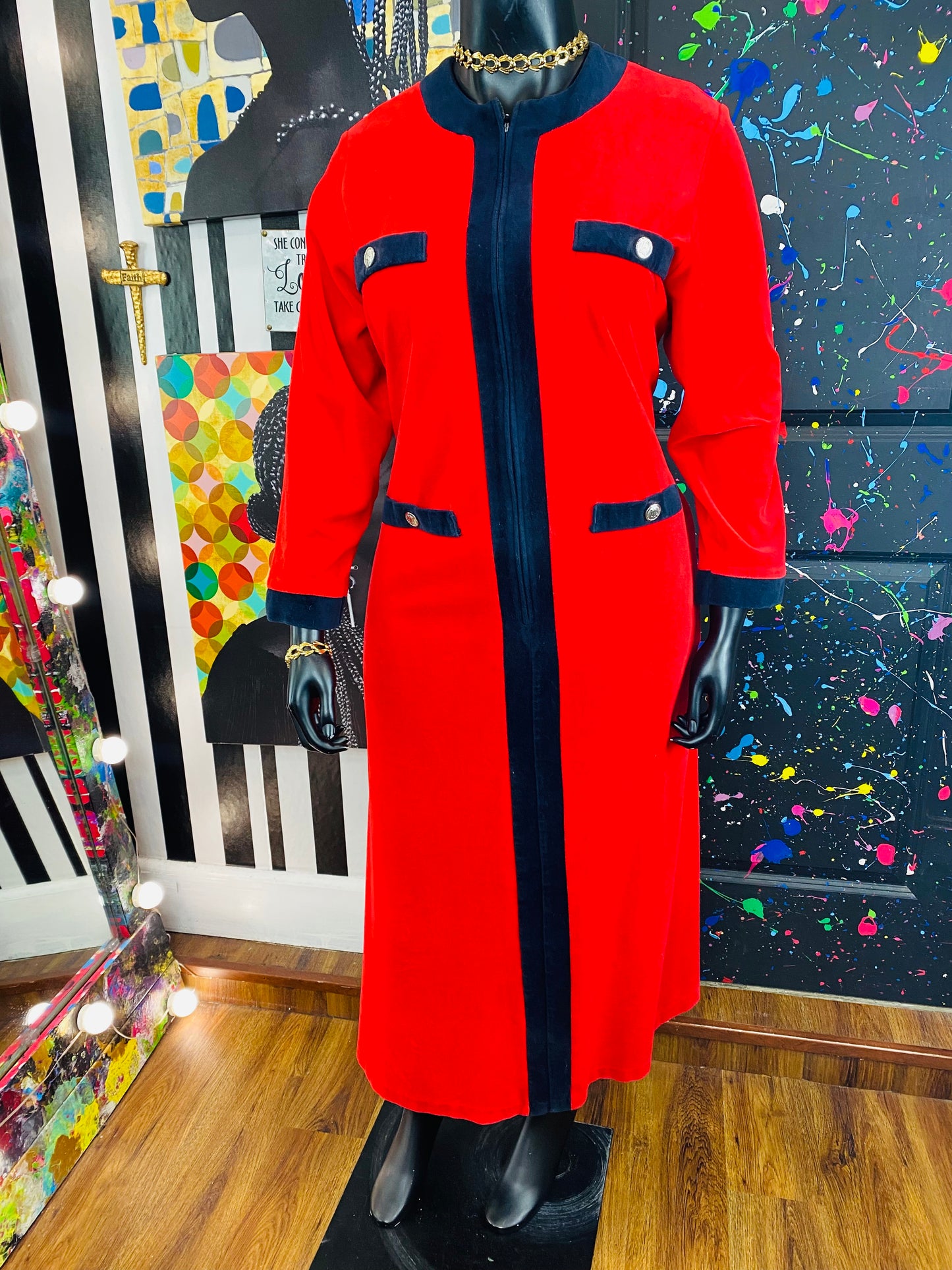 Vintage Red & Blue Dress