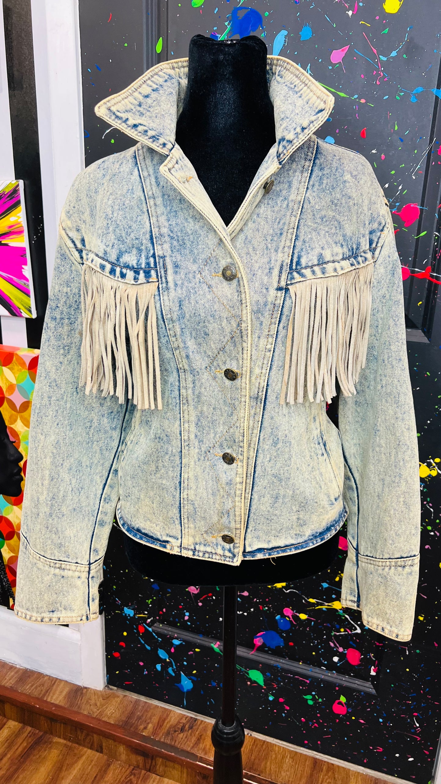 Vintage Easy West Denim Fringe Jacket (14)