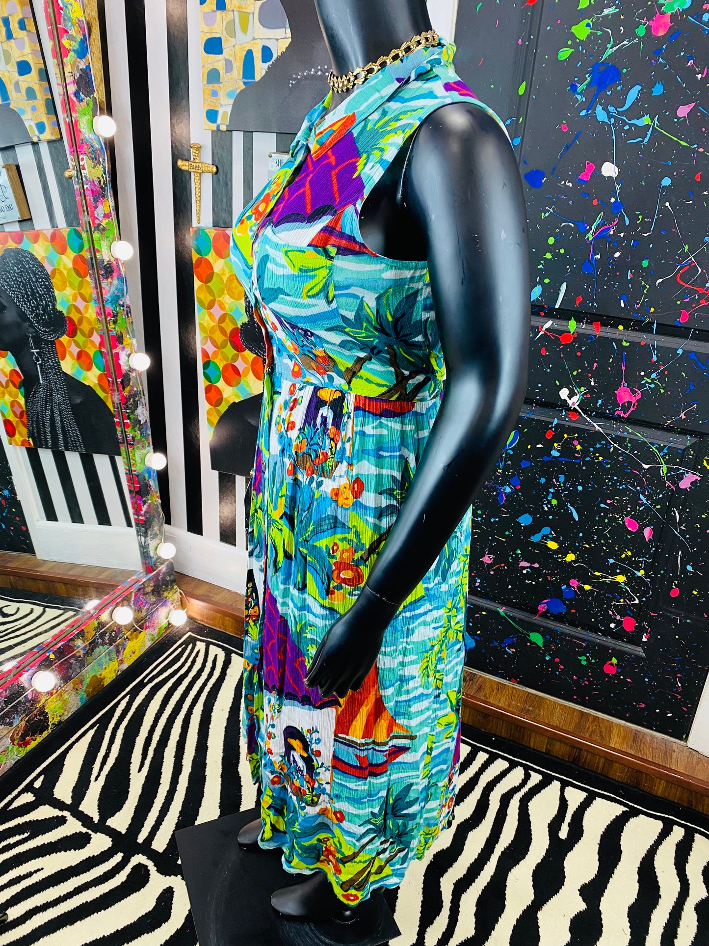 Vintage Carole Little Sleeveless Floral Dress