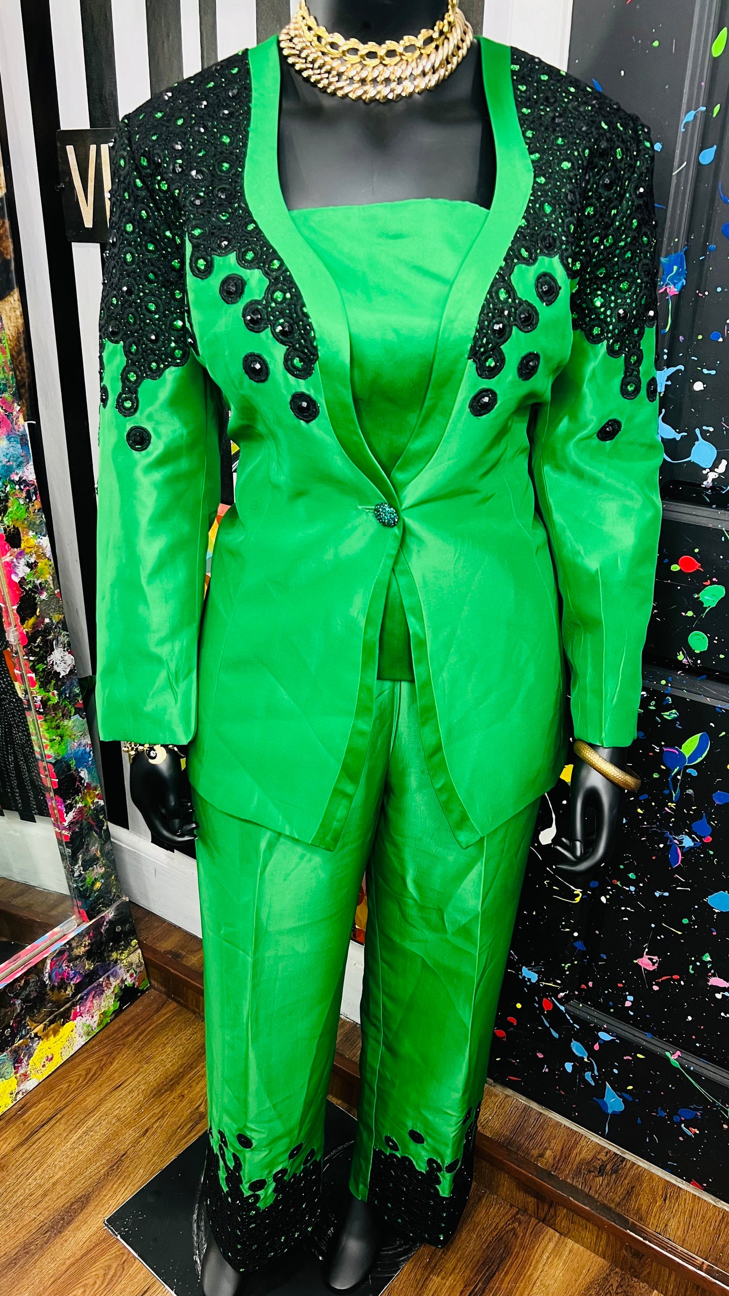 Vintage Green & Black Suit (22)