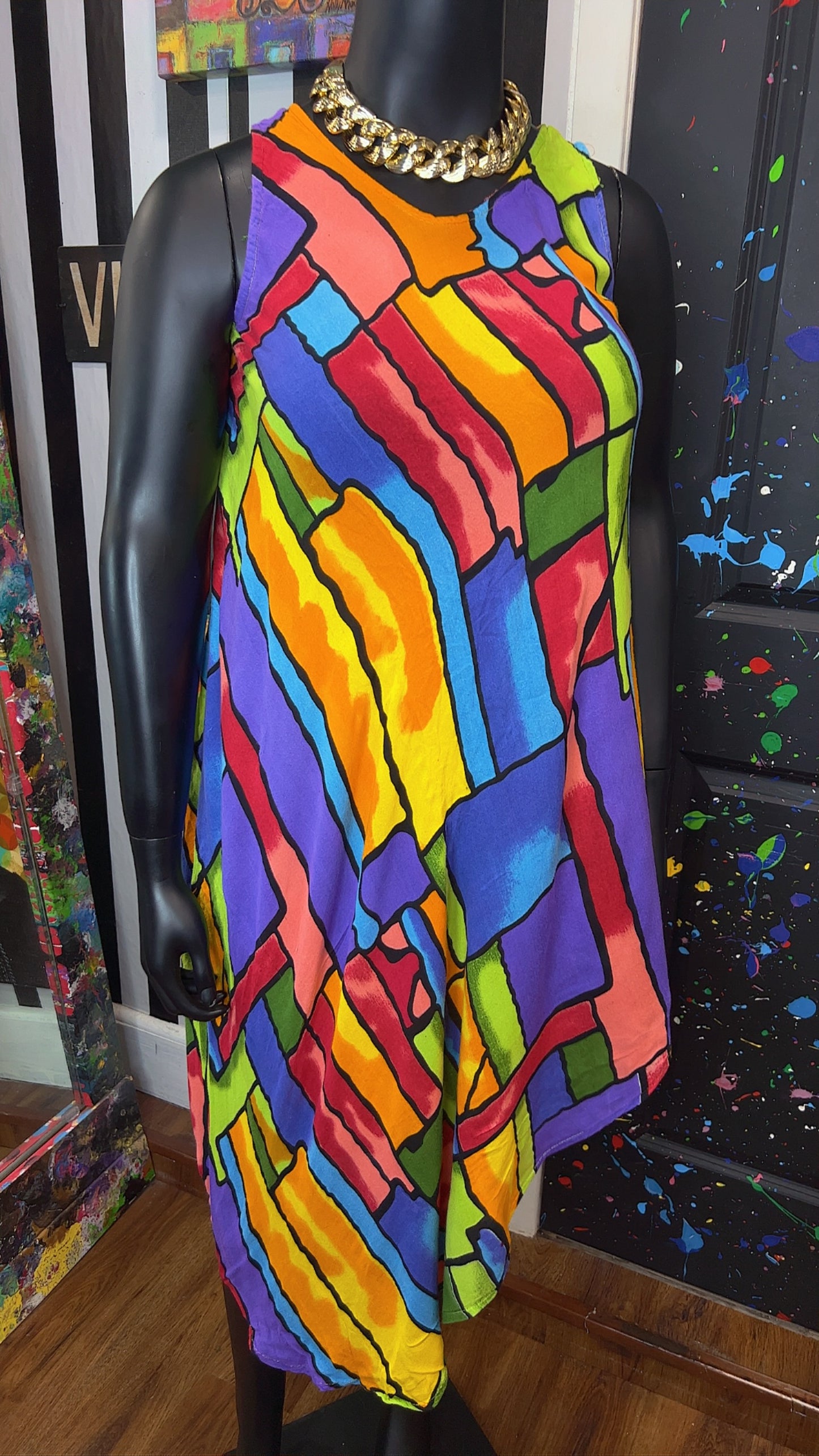 Vintage Rayon Abstact Tunic/Dress (16)