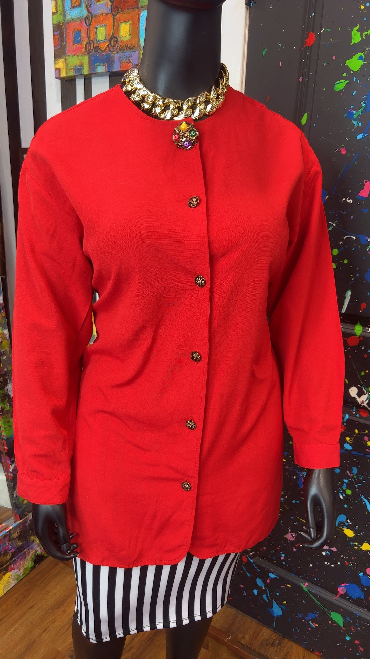 Vintage Red Blouse w/ Jewel Blouse (18)
