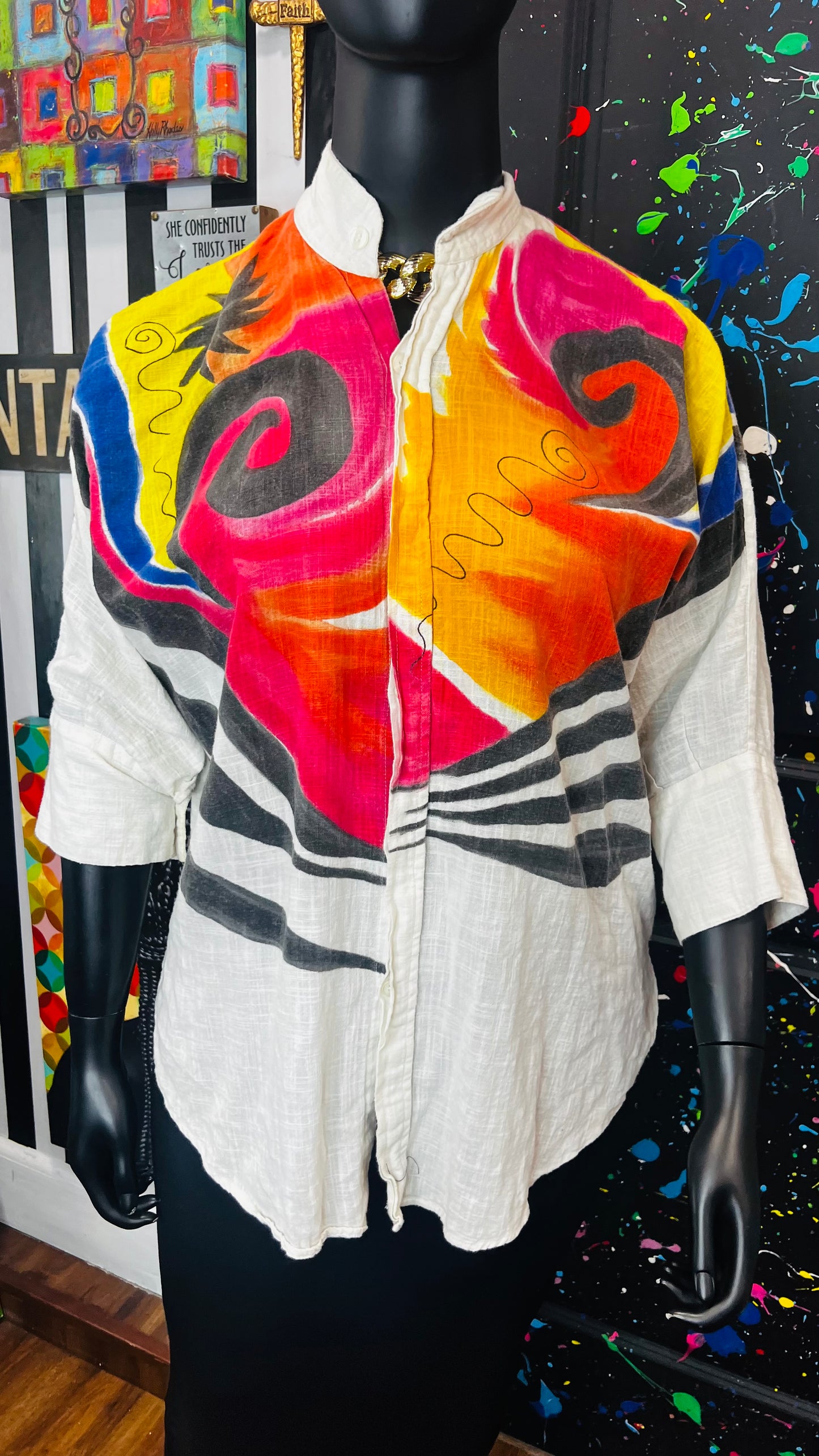 Abstract Print Linen Blouse (16)