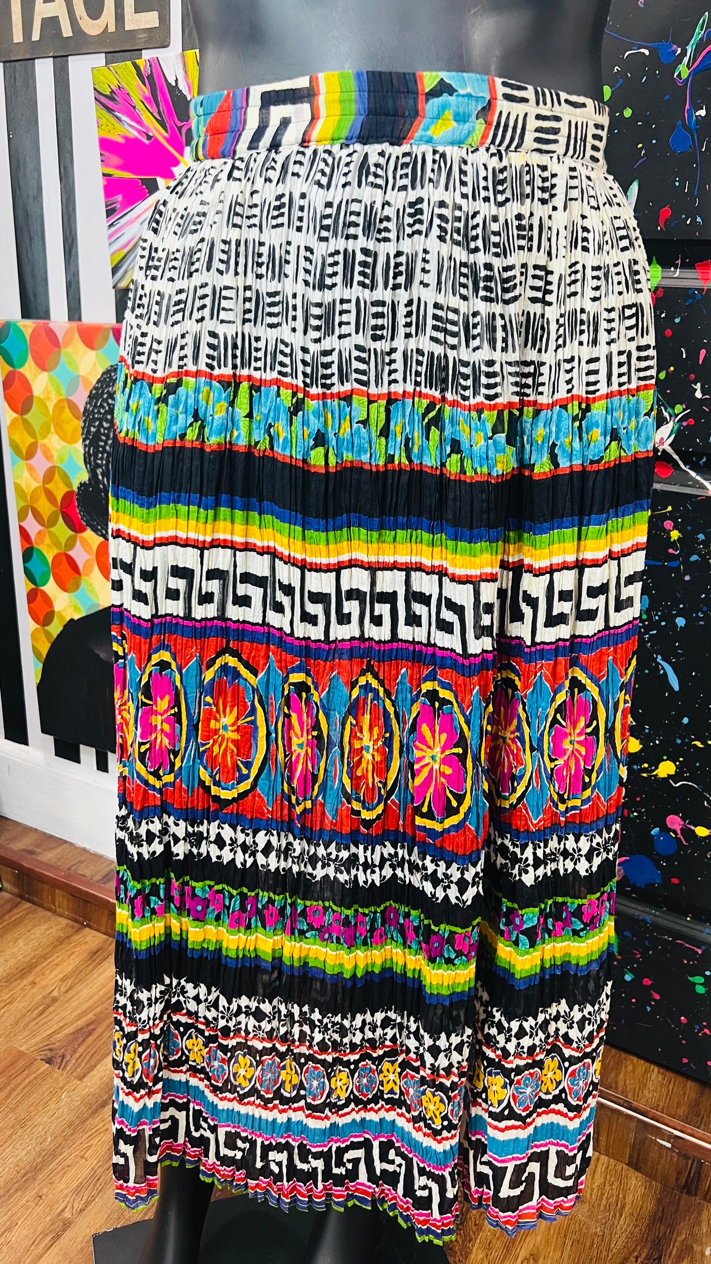 Vintage Abstract Rayon Skirt (16)