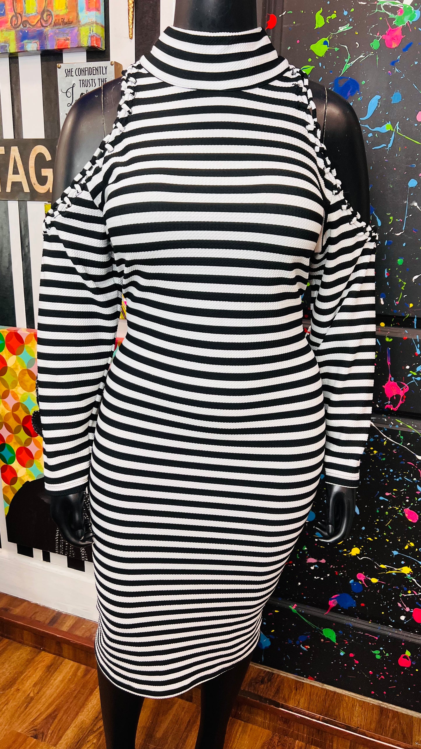 Ashley Stewart Striped Open Shoulder Dress (18/20)