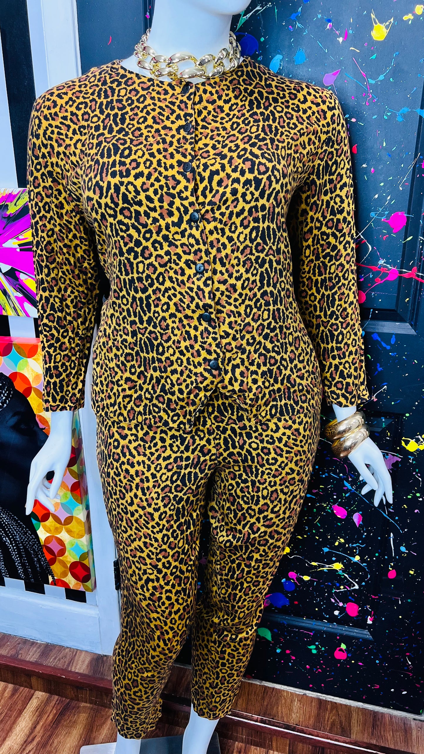 Vintage Rayon Cheetah Pants Set (18)