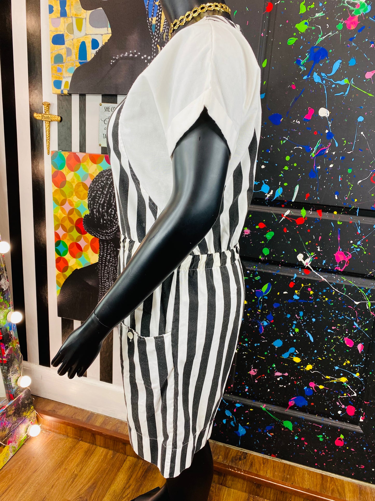 Vintage W&B Striped Romper
