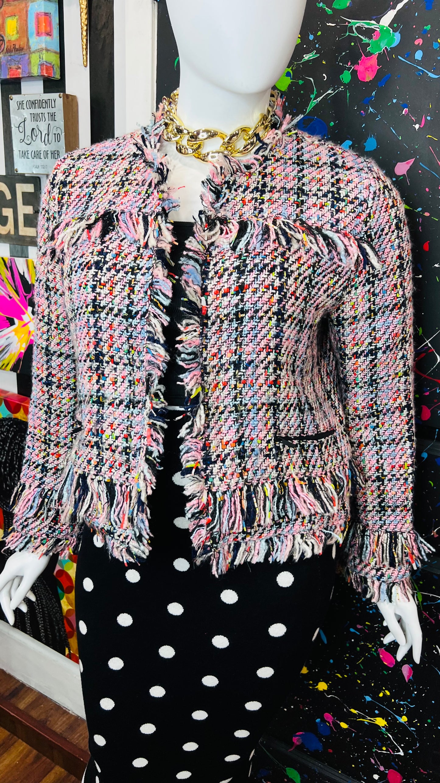 Tweed Multicolored Cropped Blazer (18)