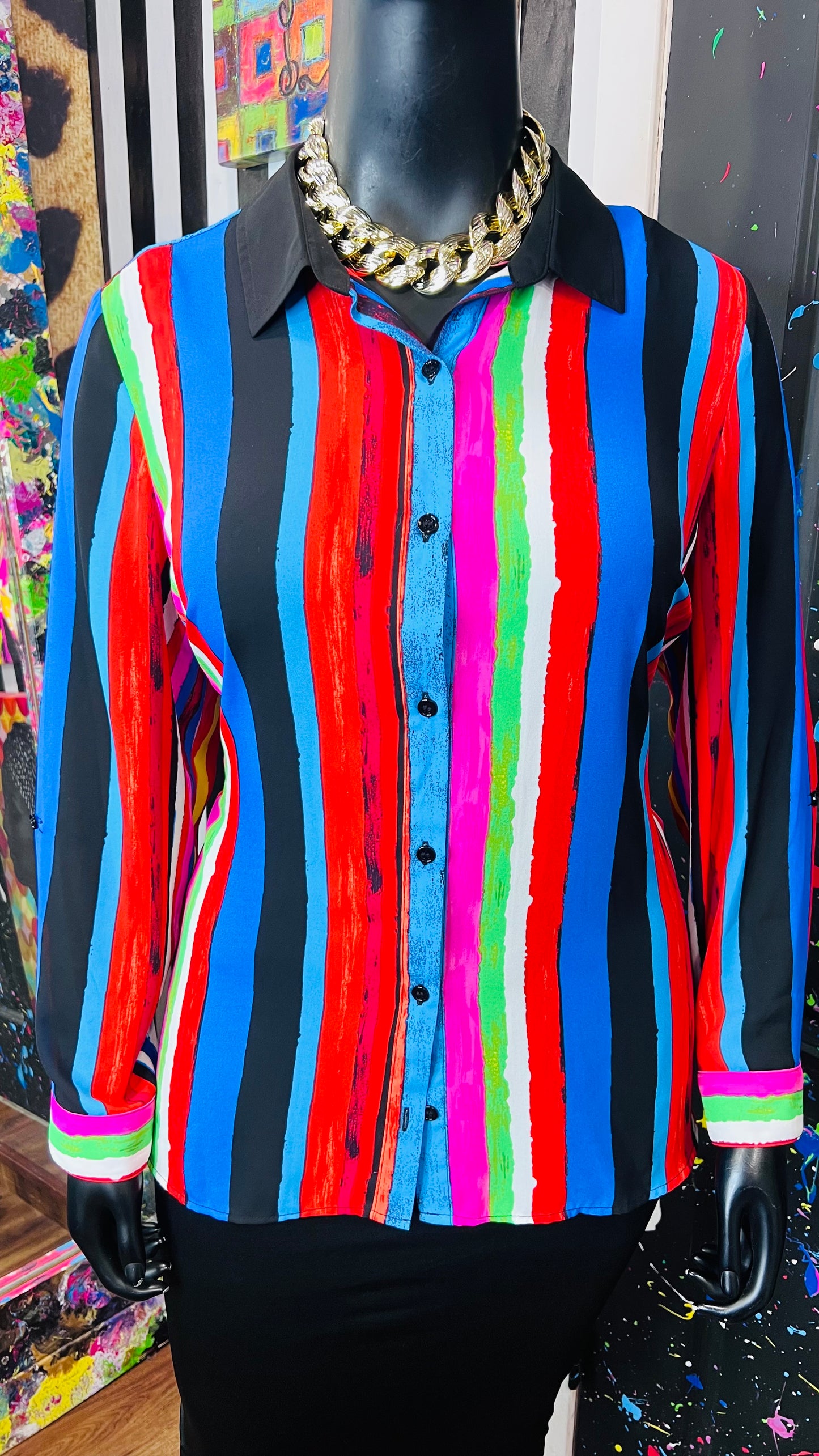 Striped Color Block Blouse (20)