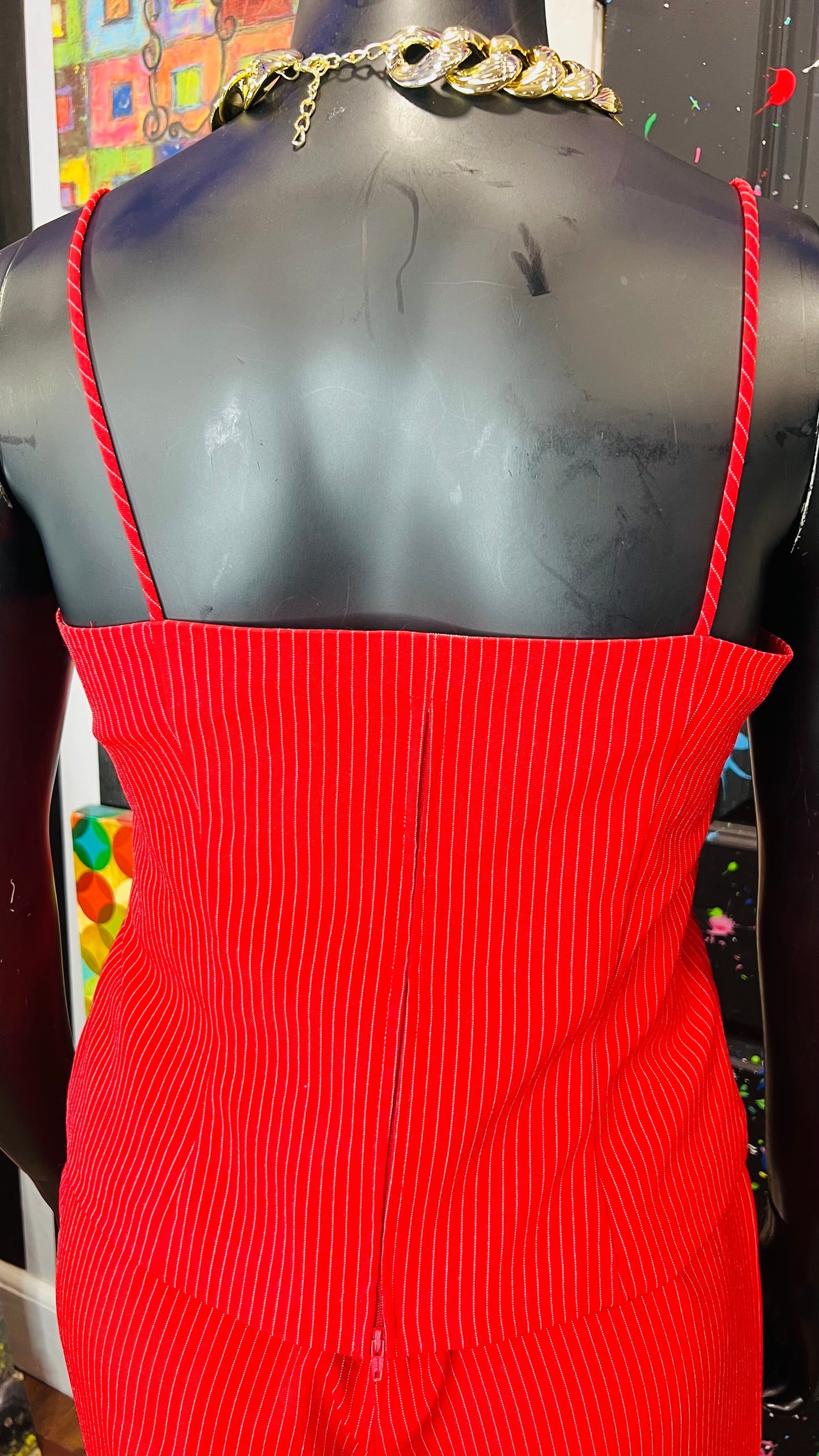 Vintage 90’s Red & White Pin Striped Pants Set (16)