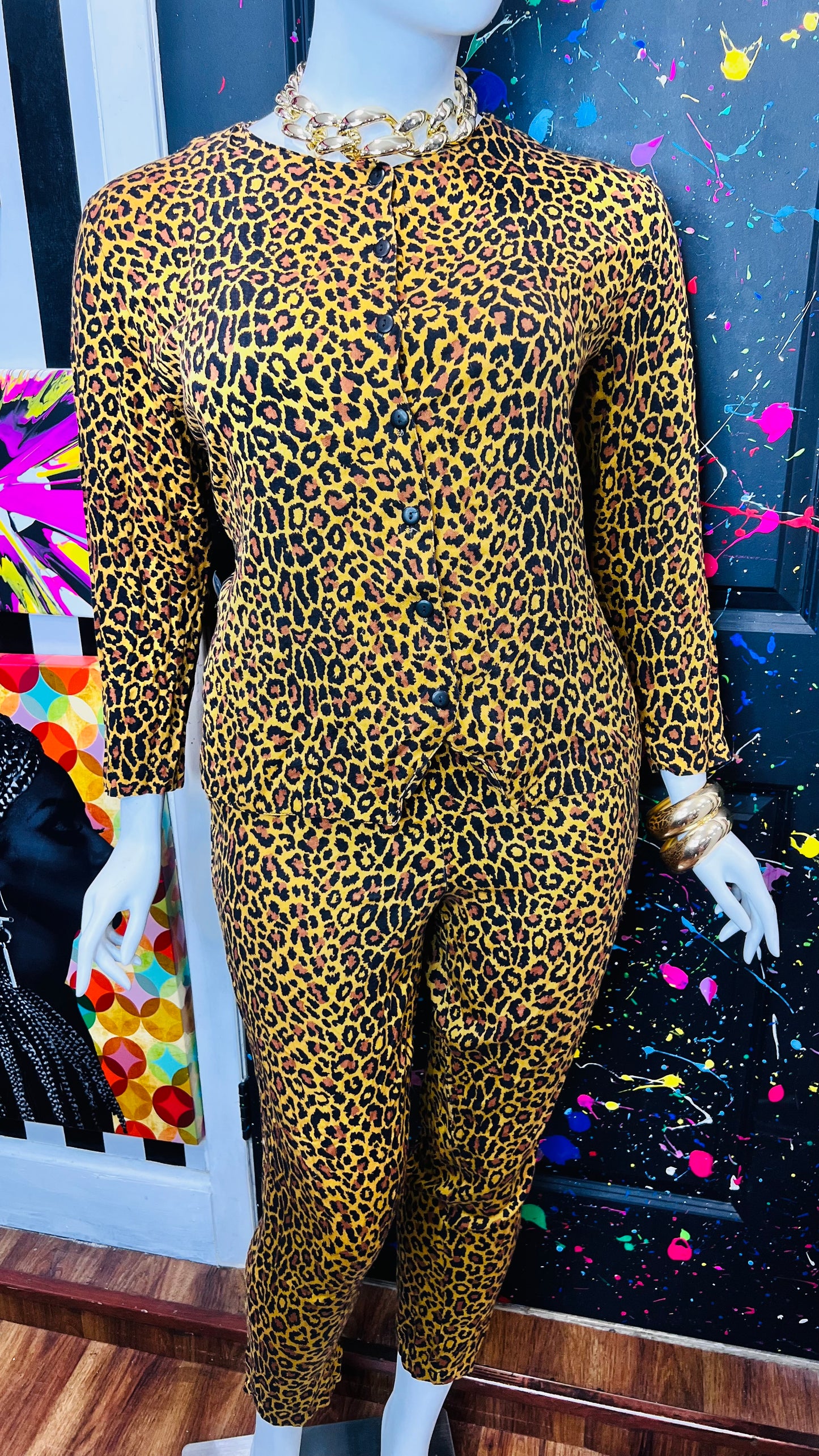 Vintage Rayon Cheetah Pants Set (18)