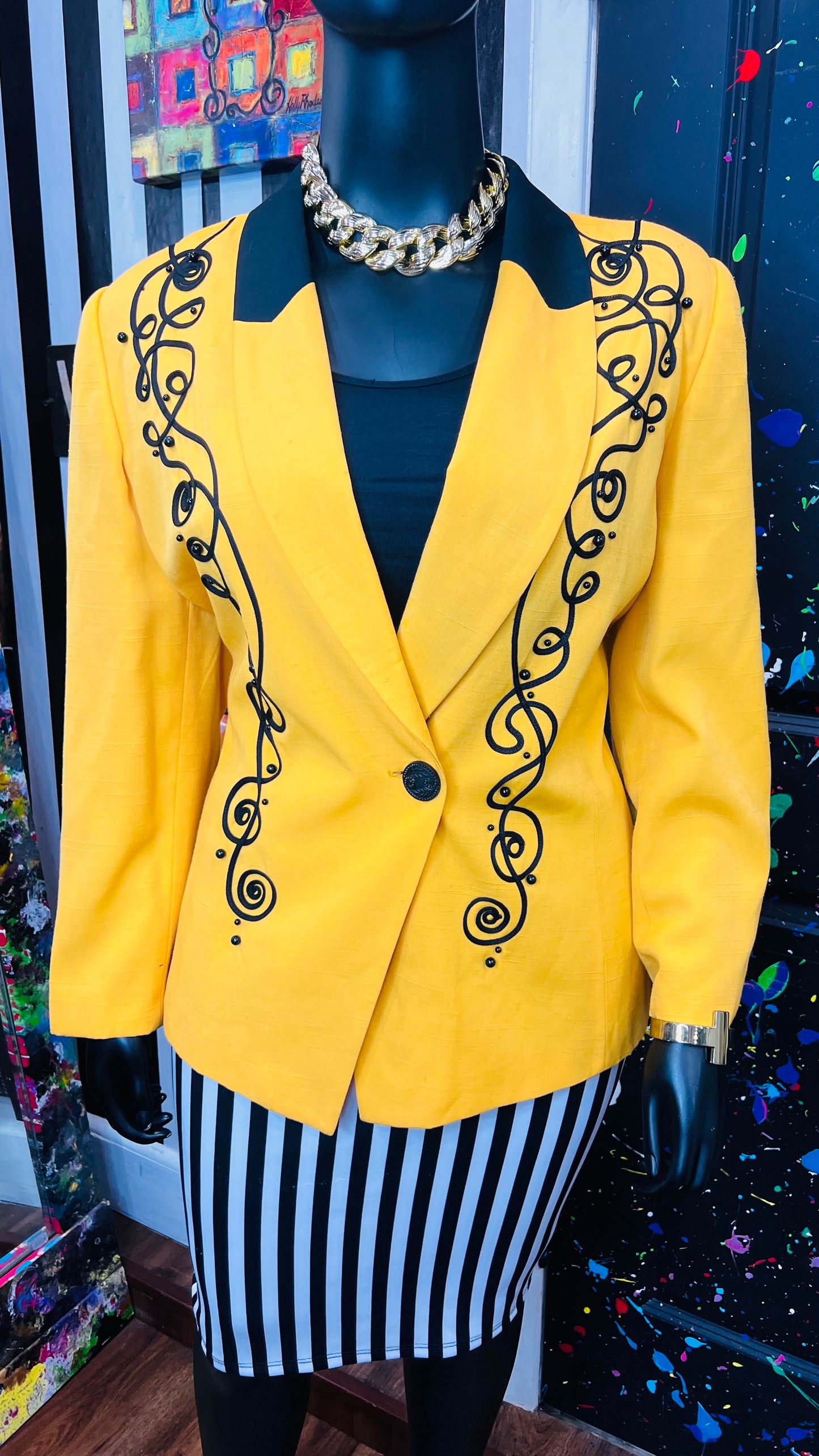 Vintage Yellow & Black Blazer (22)