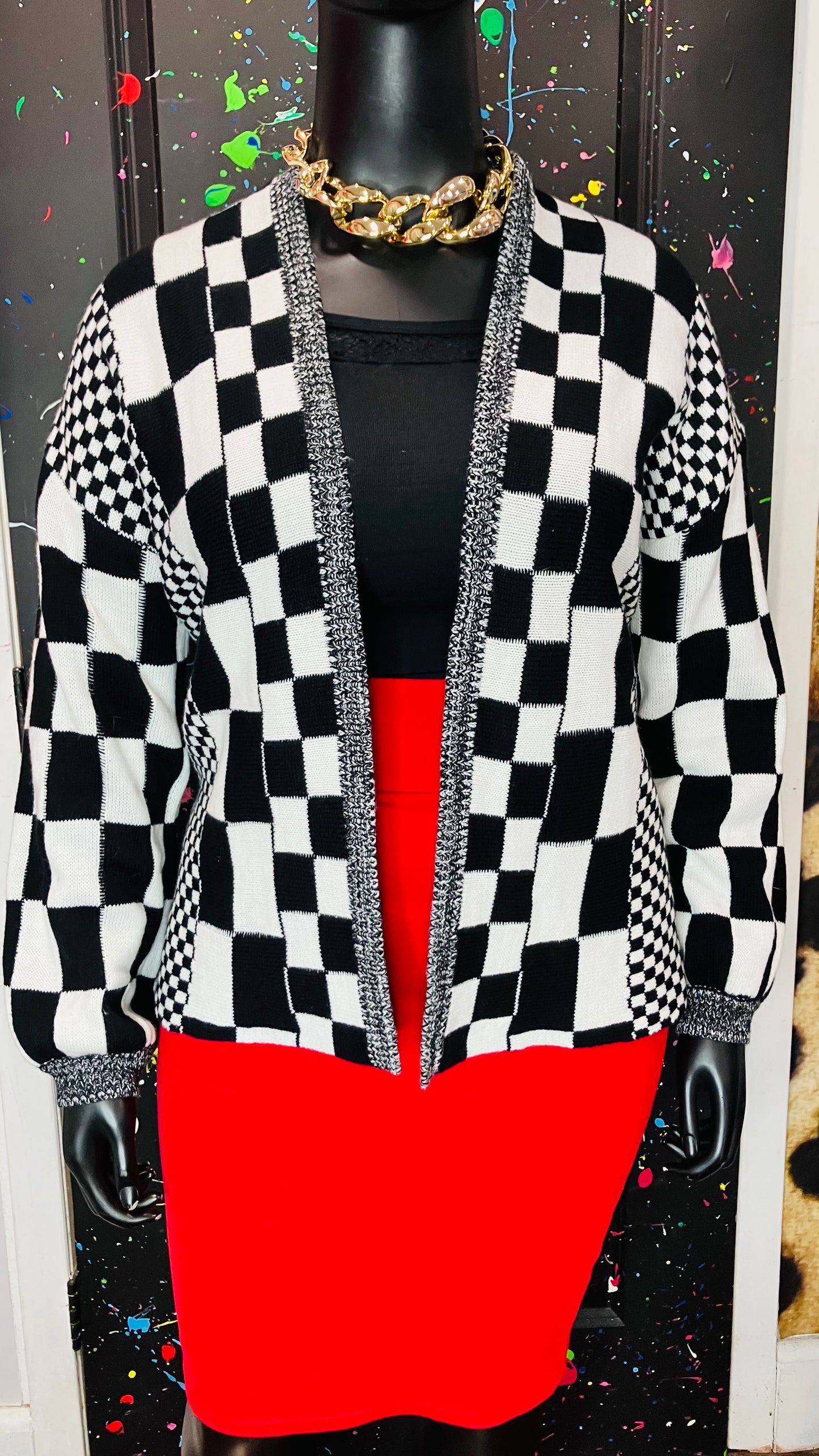 Black & White Knit Sweater (OS)