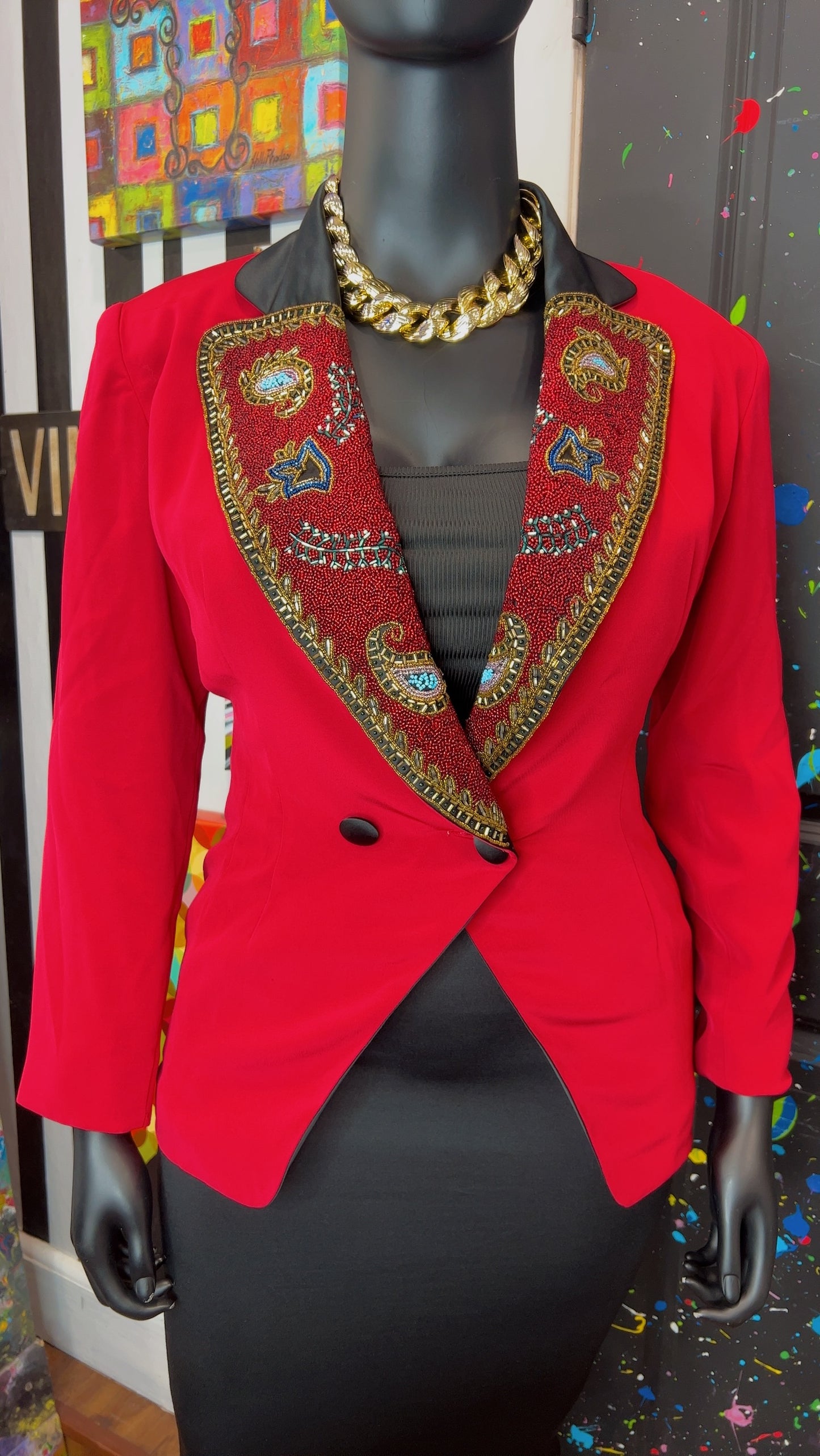 Vintage Fabrice Silhouette Sequin Blazer (12)