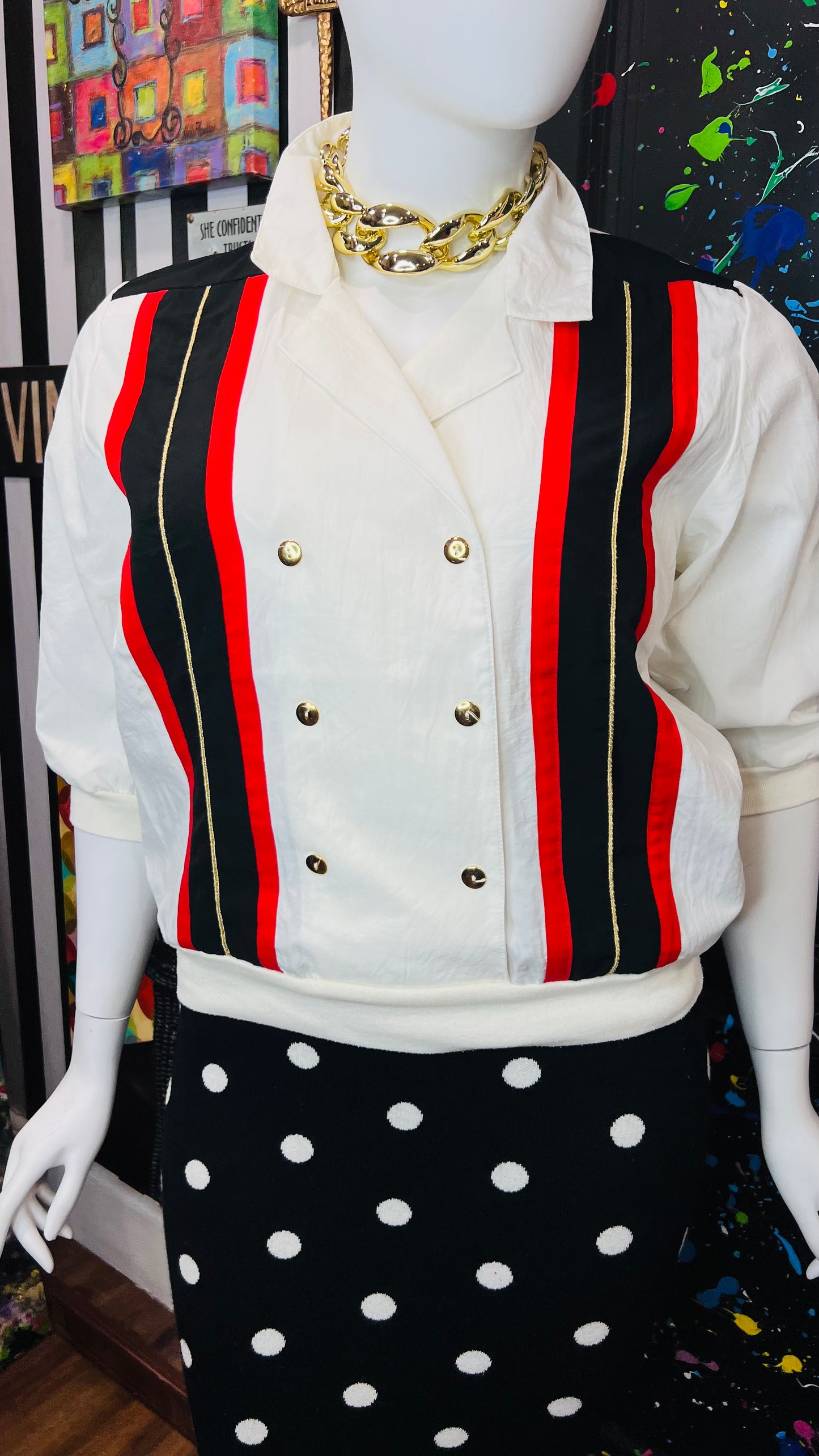 Vintage Red, Black Gold & Blouse (16)