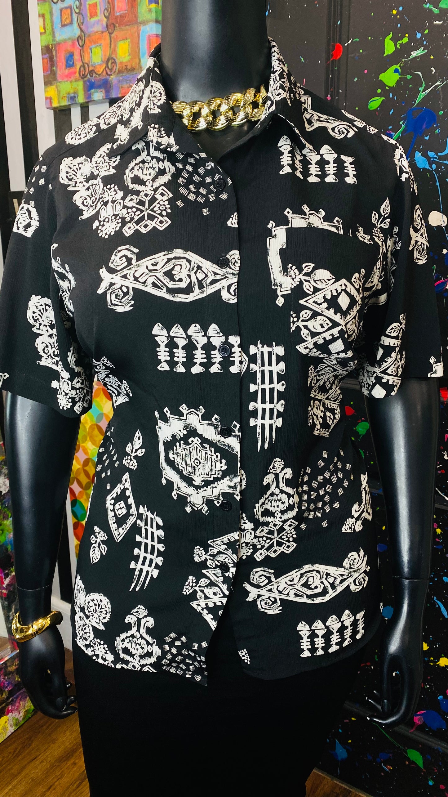 Vintage Black & White Blouse (14)
