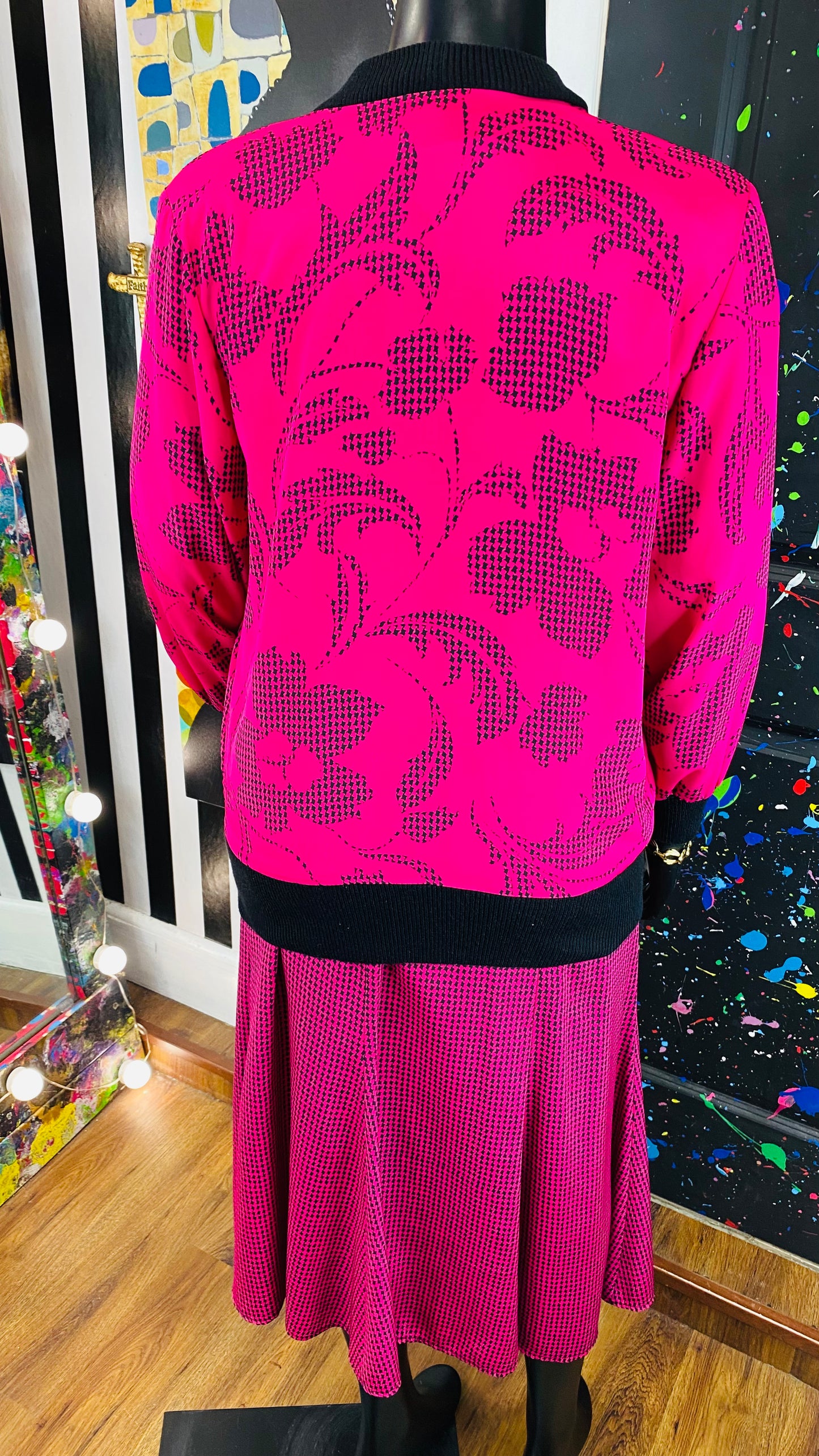 Black & Pink 3 piece Skirt Set