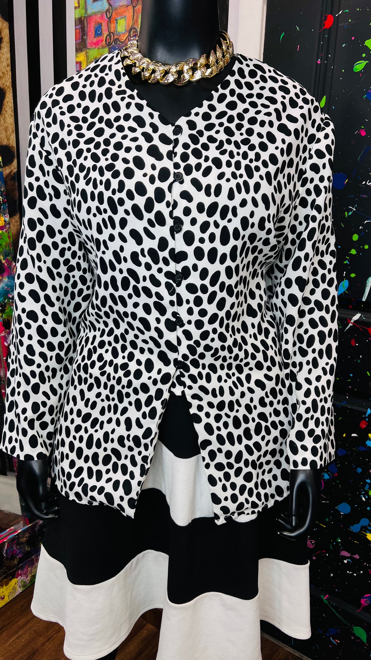 Black & White Animal Print Blouse (24)