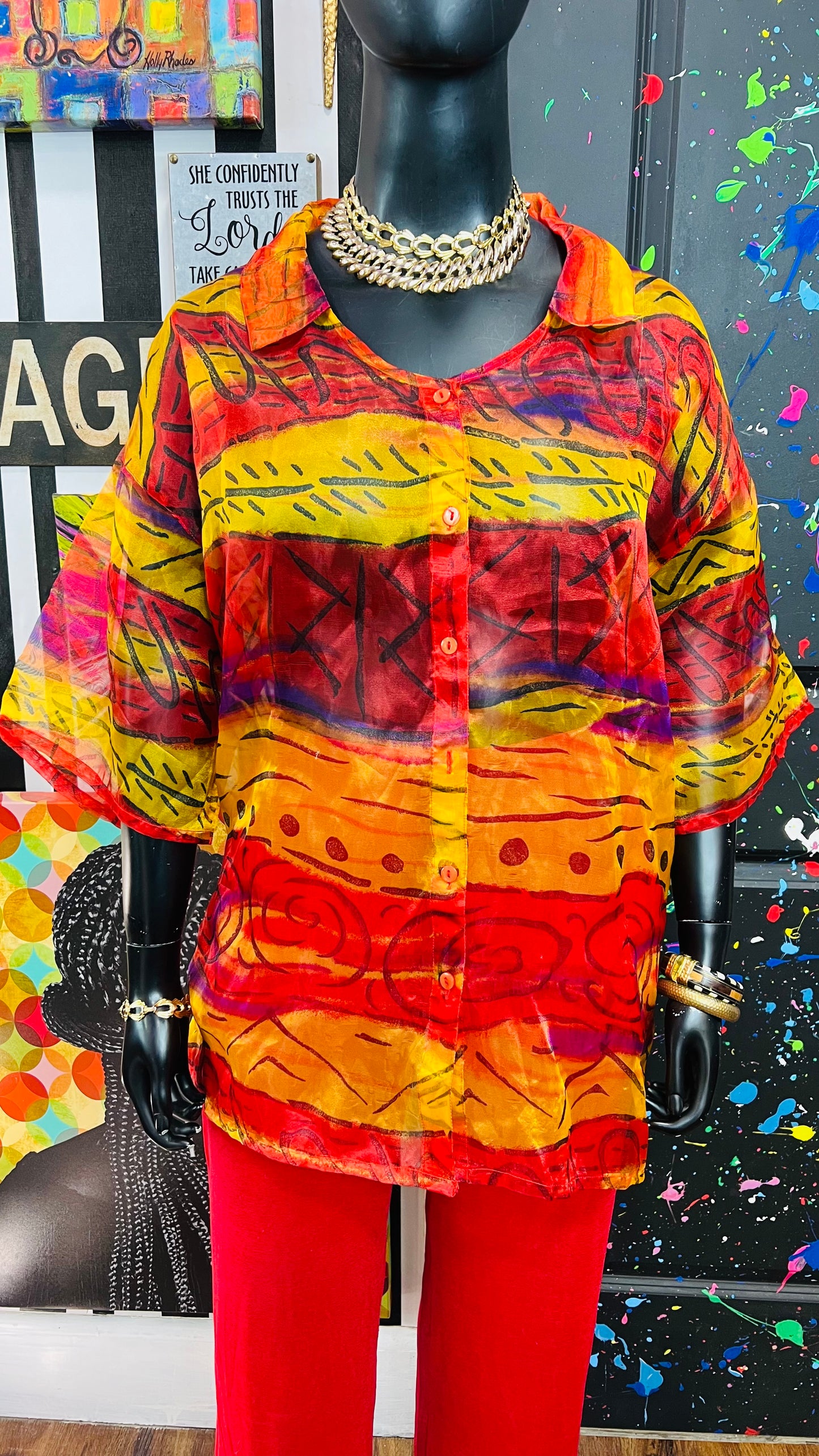 Vintage Y2K Sheer Blouse (36)