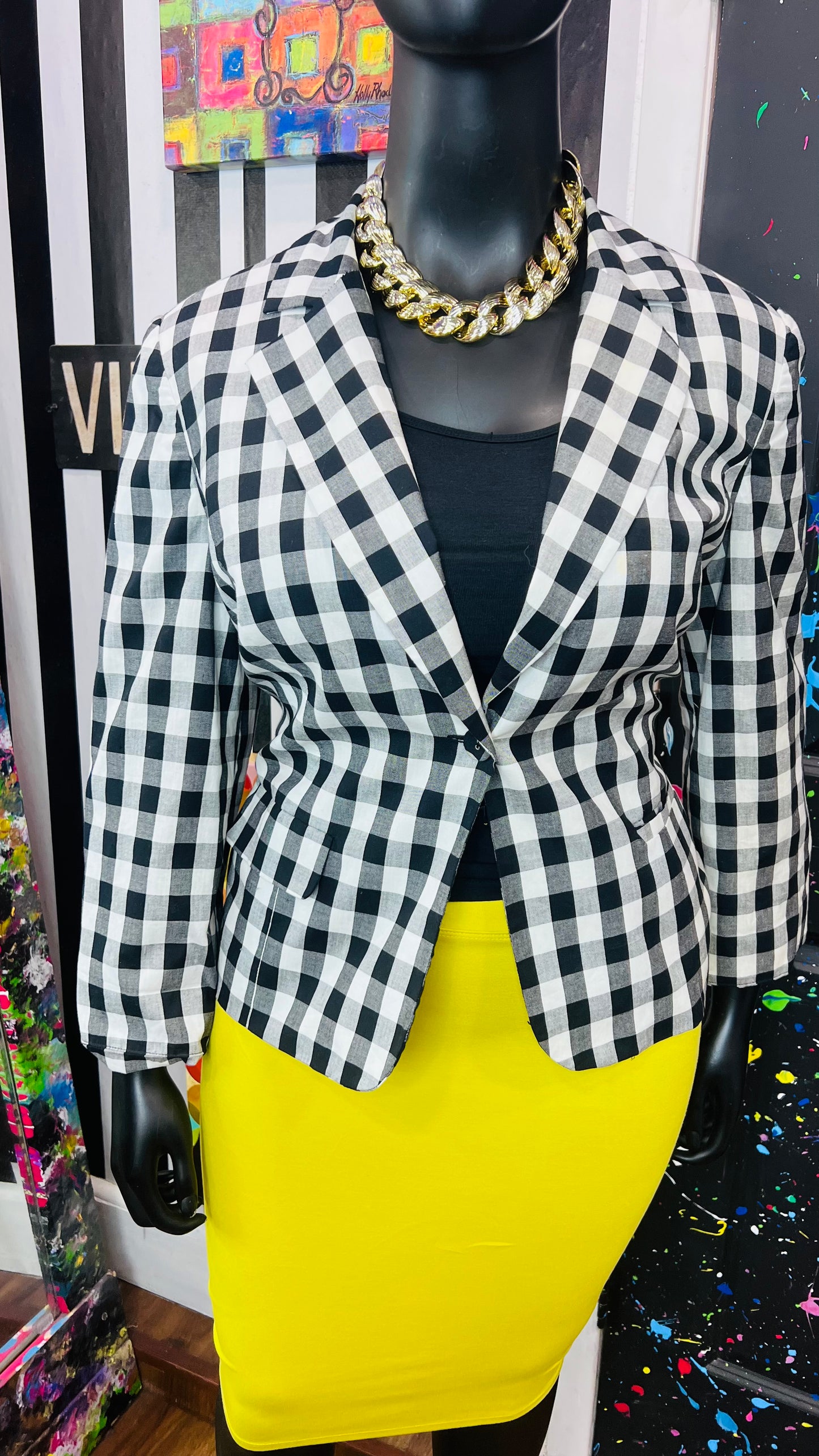 Vintage Checkered Black & White Blazer (18)