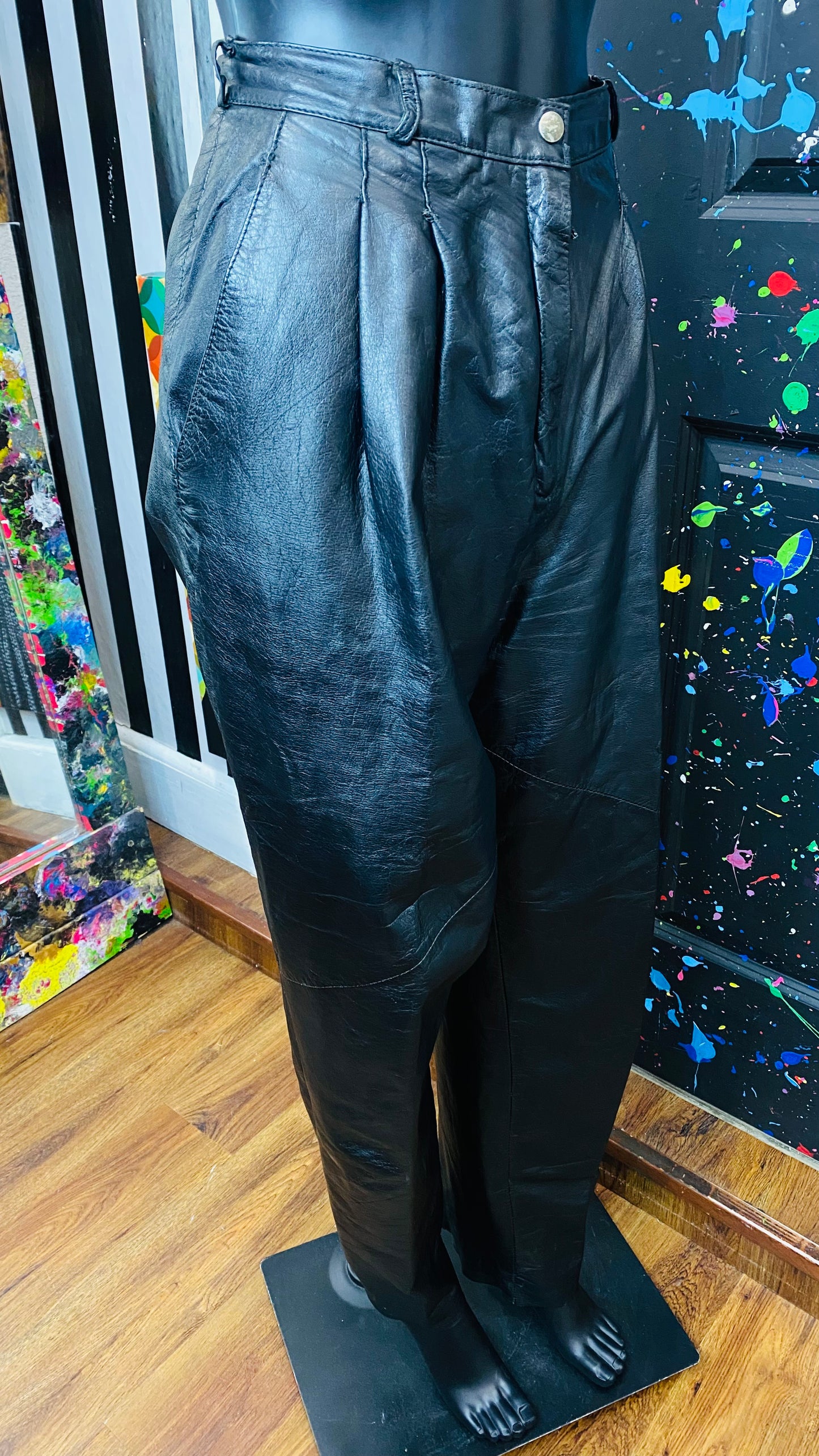 Vintage Genuine Leather Pants w/Pleats (16)