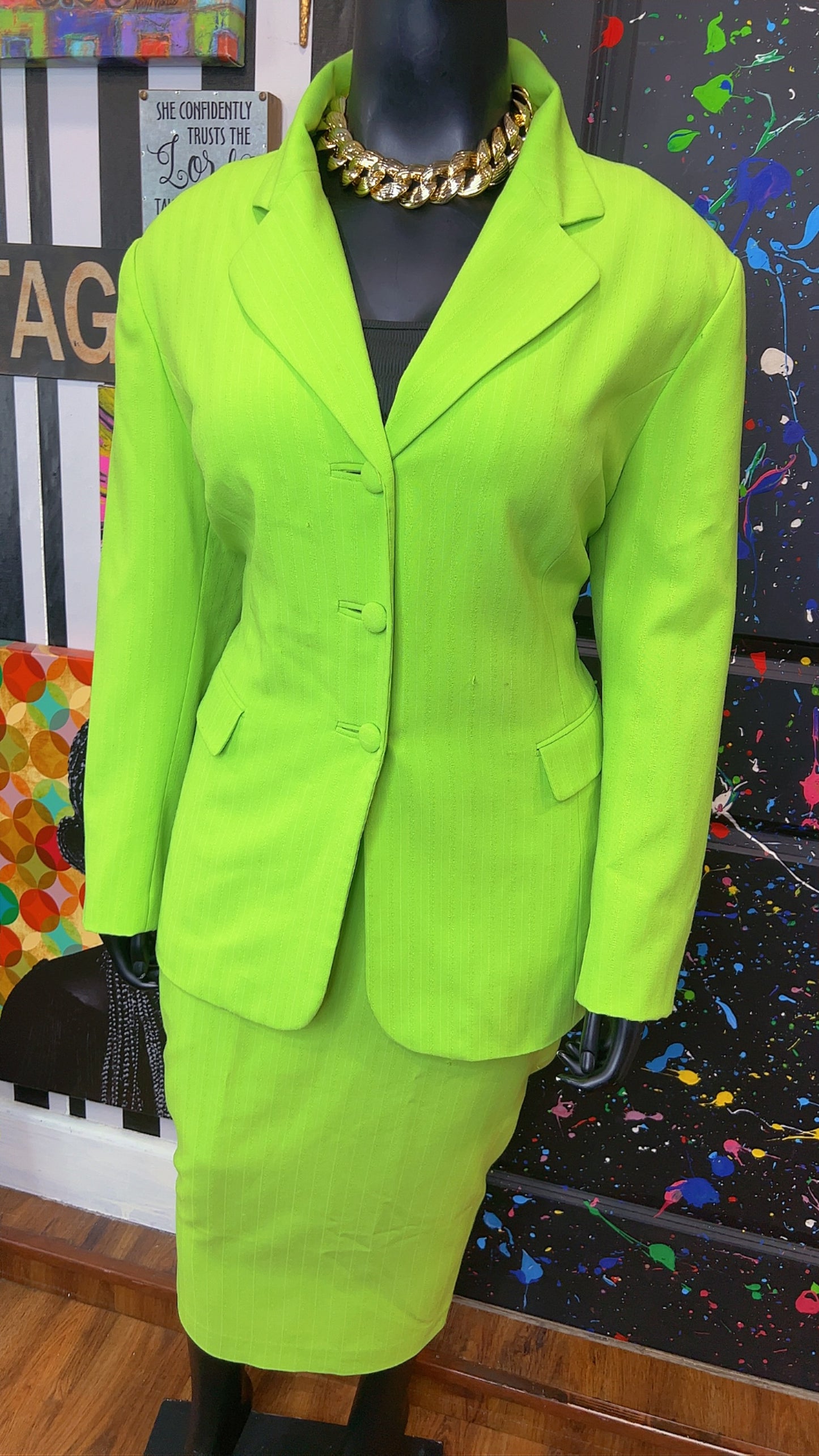 Vintage Green Skirt Suit (20)