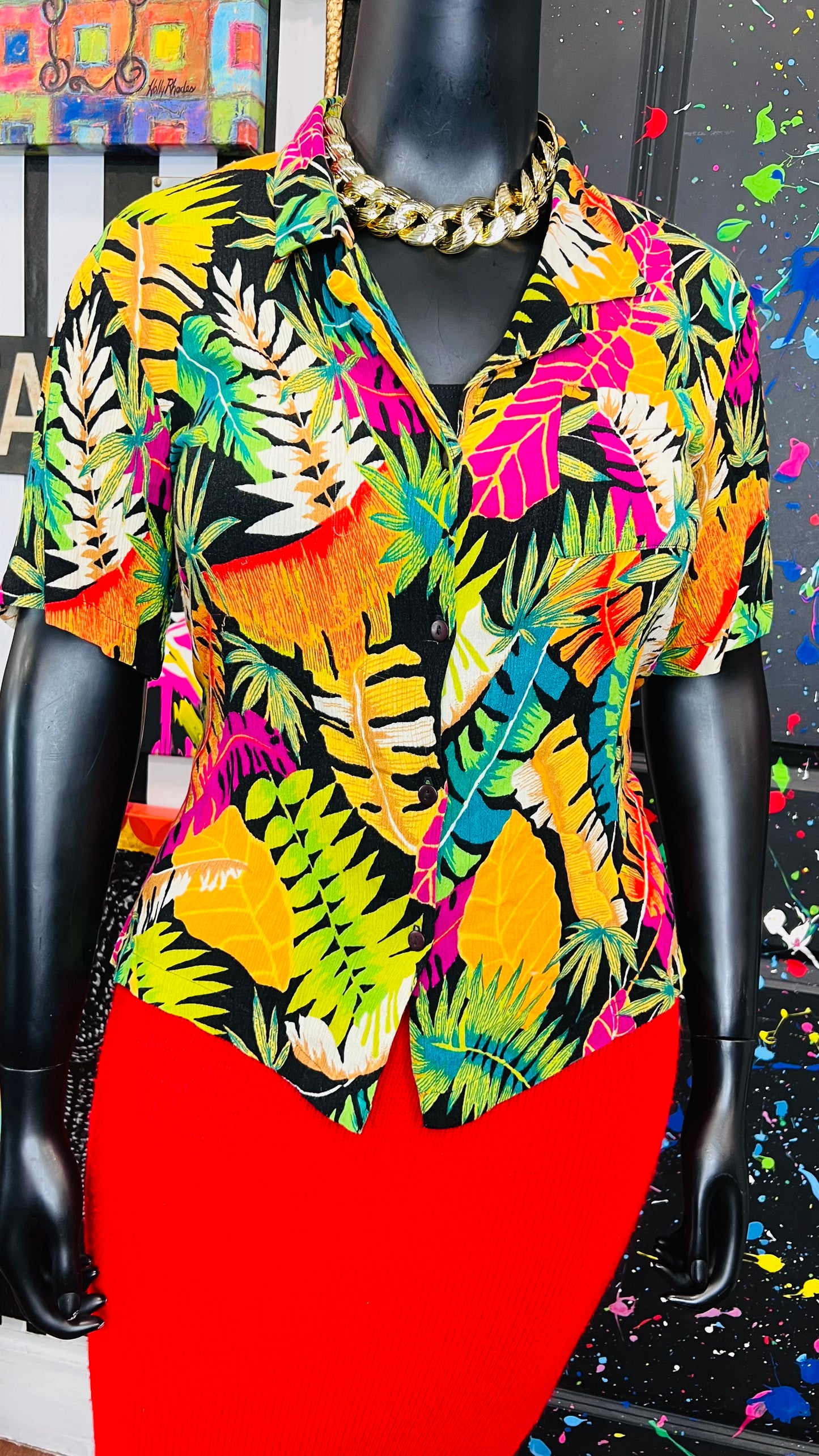 Vintage Rayon Tropical Blouse (18)