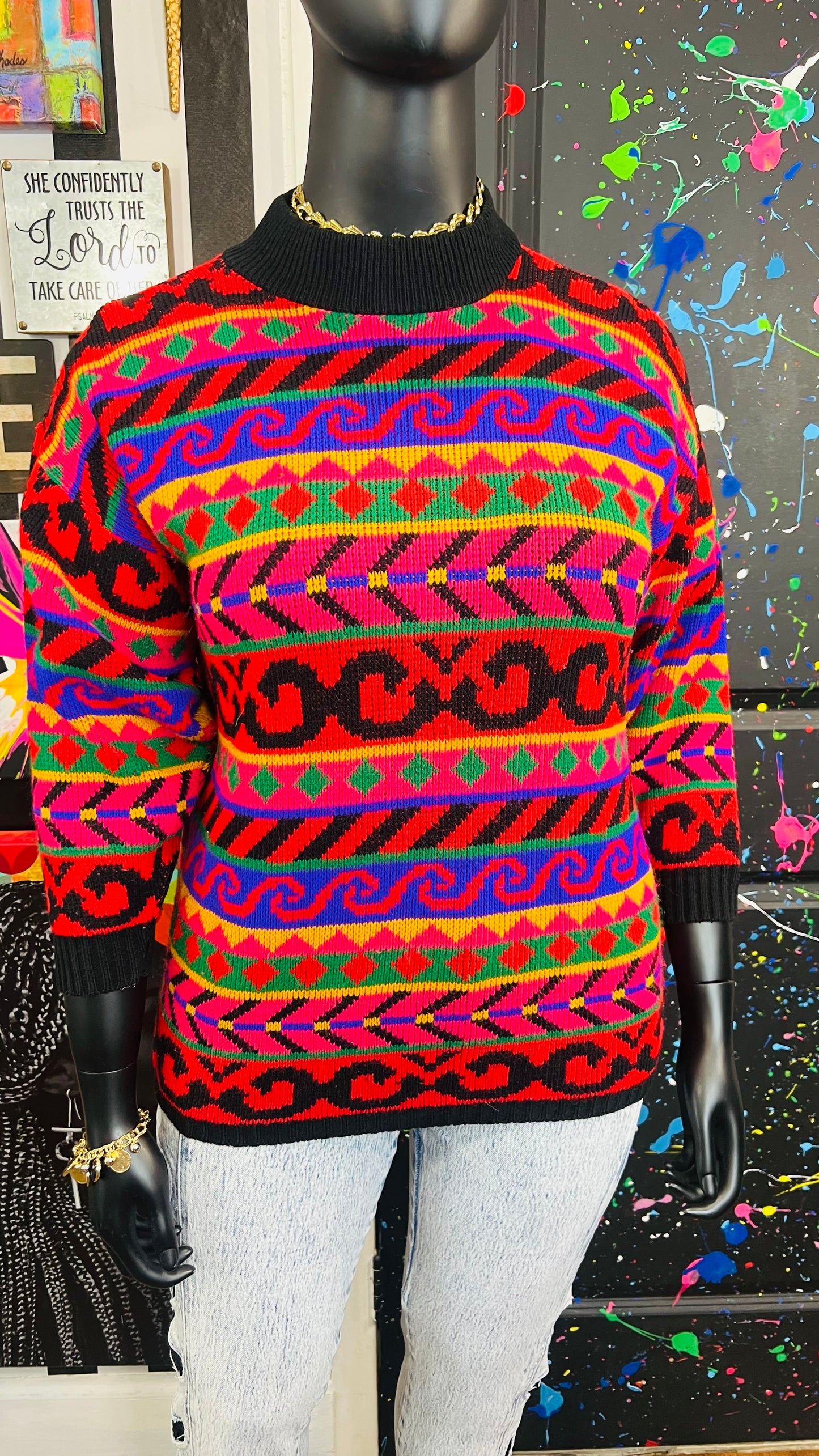 Vintage Knit Colorful Sweater (16)
