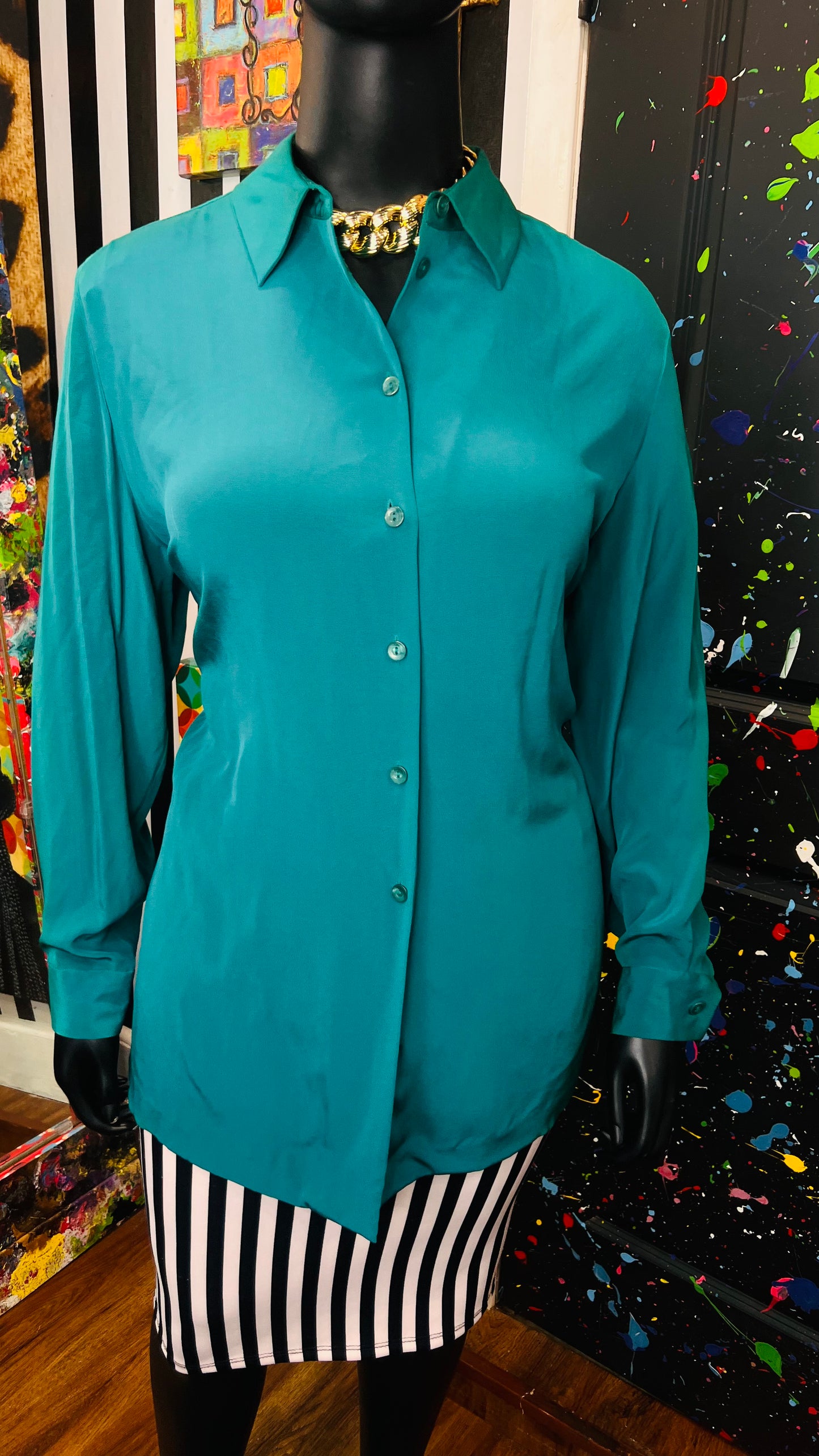 Vintage Teal Blouse (16)