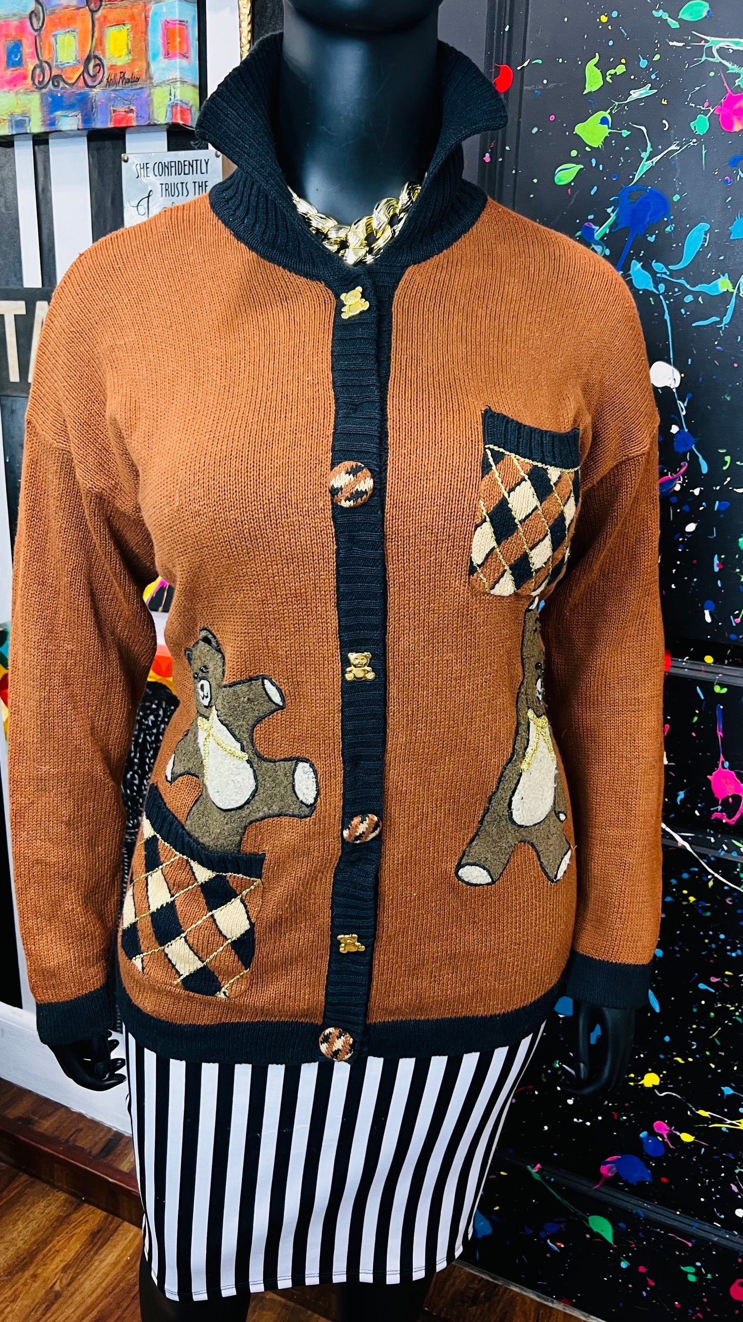 Vintage Brown Bear Cardigan (16/18)