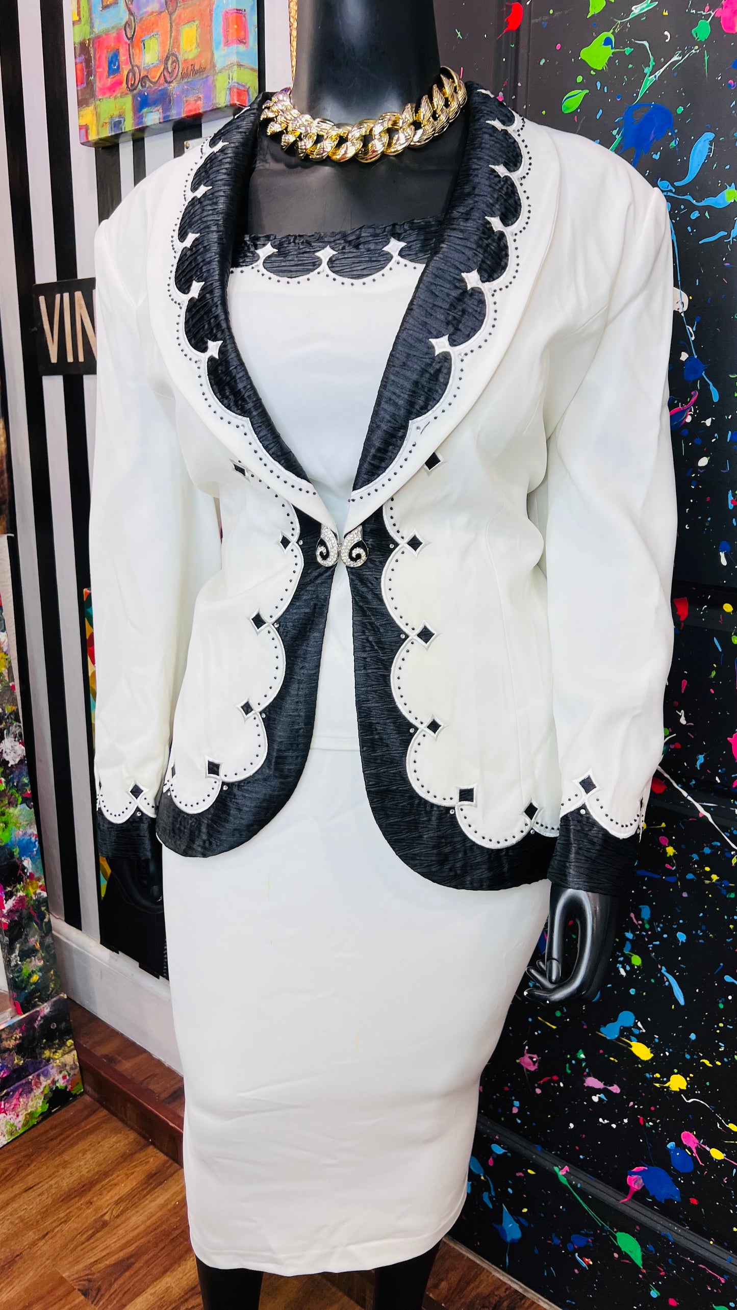 Vintage Black & White Skirt Set (22)