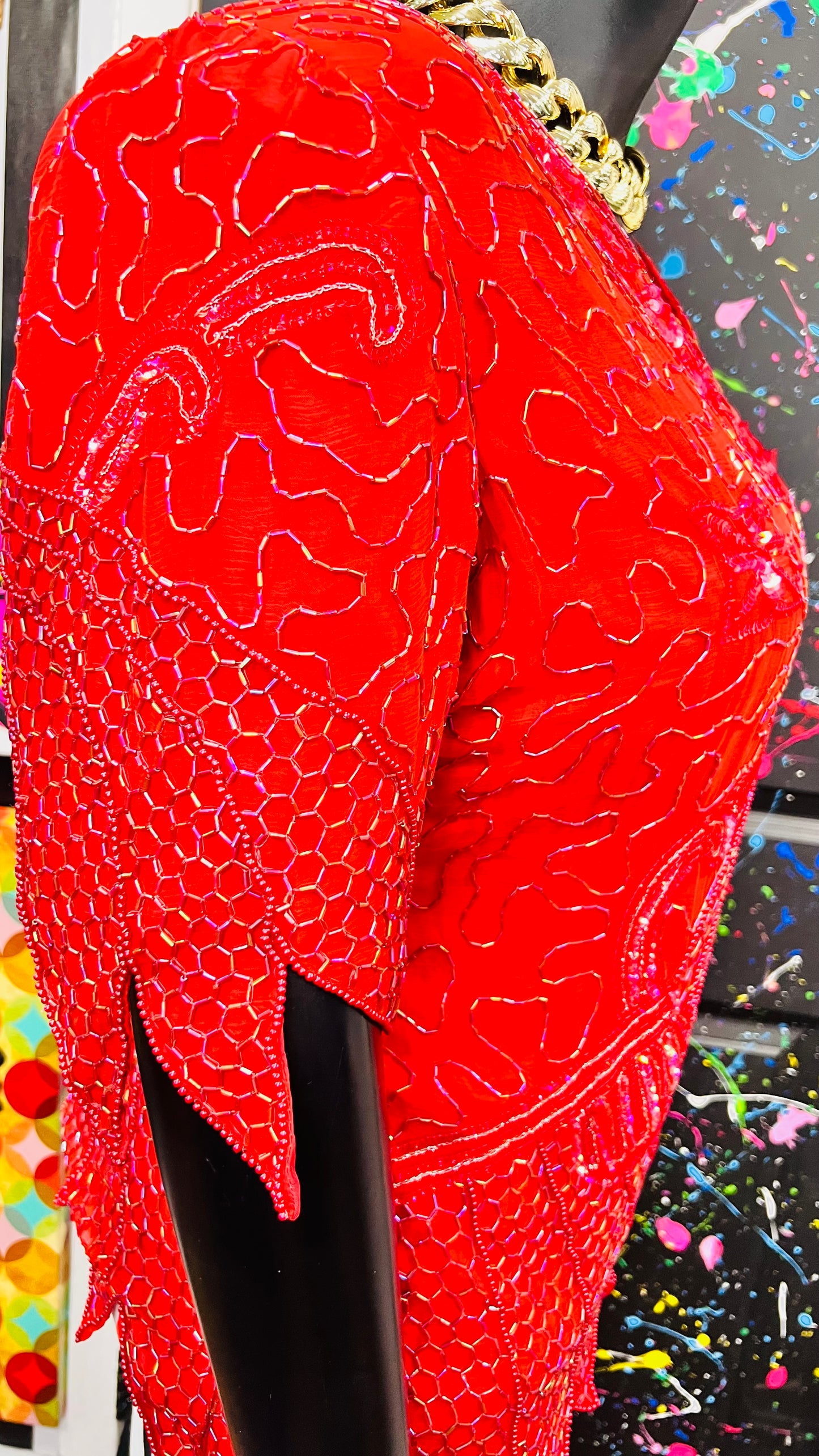 Vintage 100% Silk Red Sequin Blouse (24)
