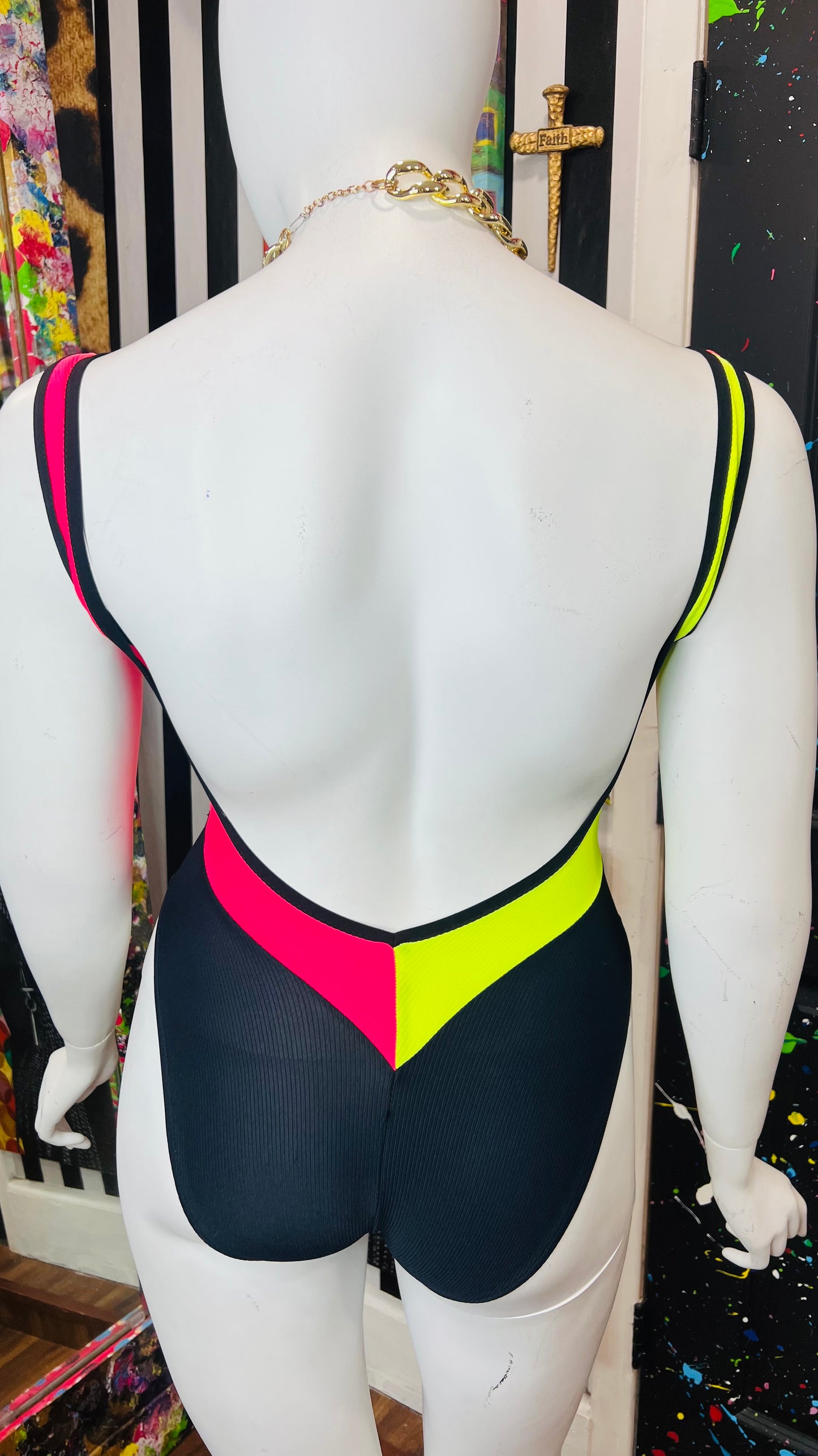 Vintage Black & Neon Swimsuit (12)