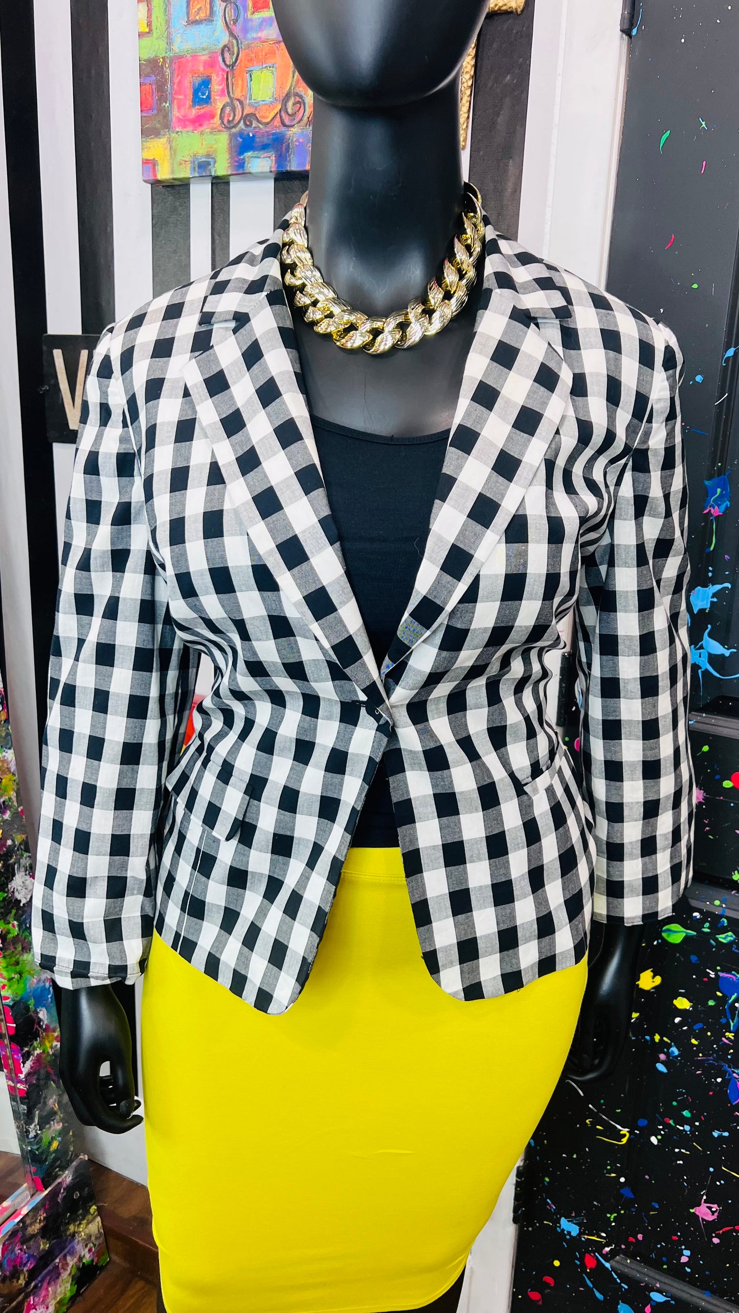Vintage Checkered Black & White Blazer (18)