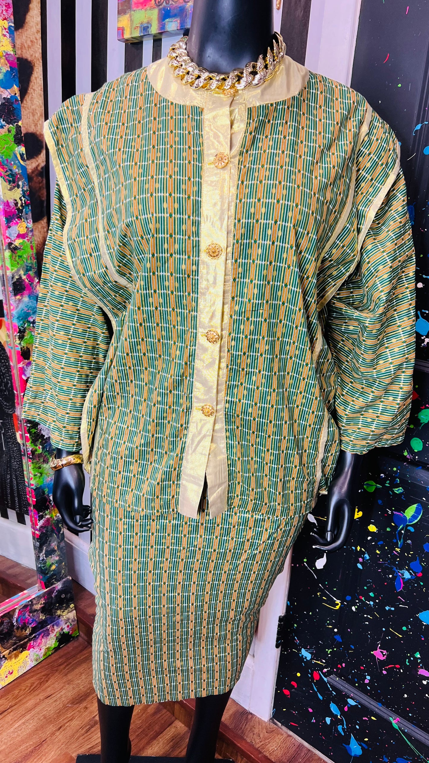 Vintage Authentic African Skirt Set (OS)