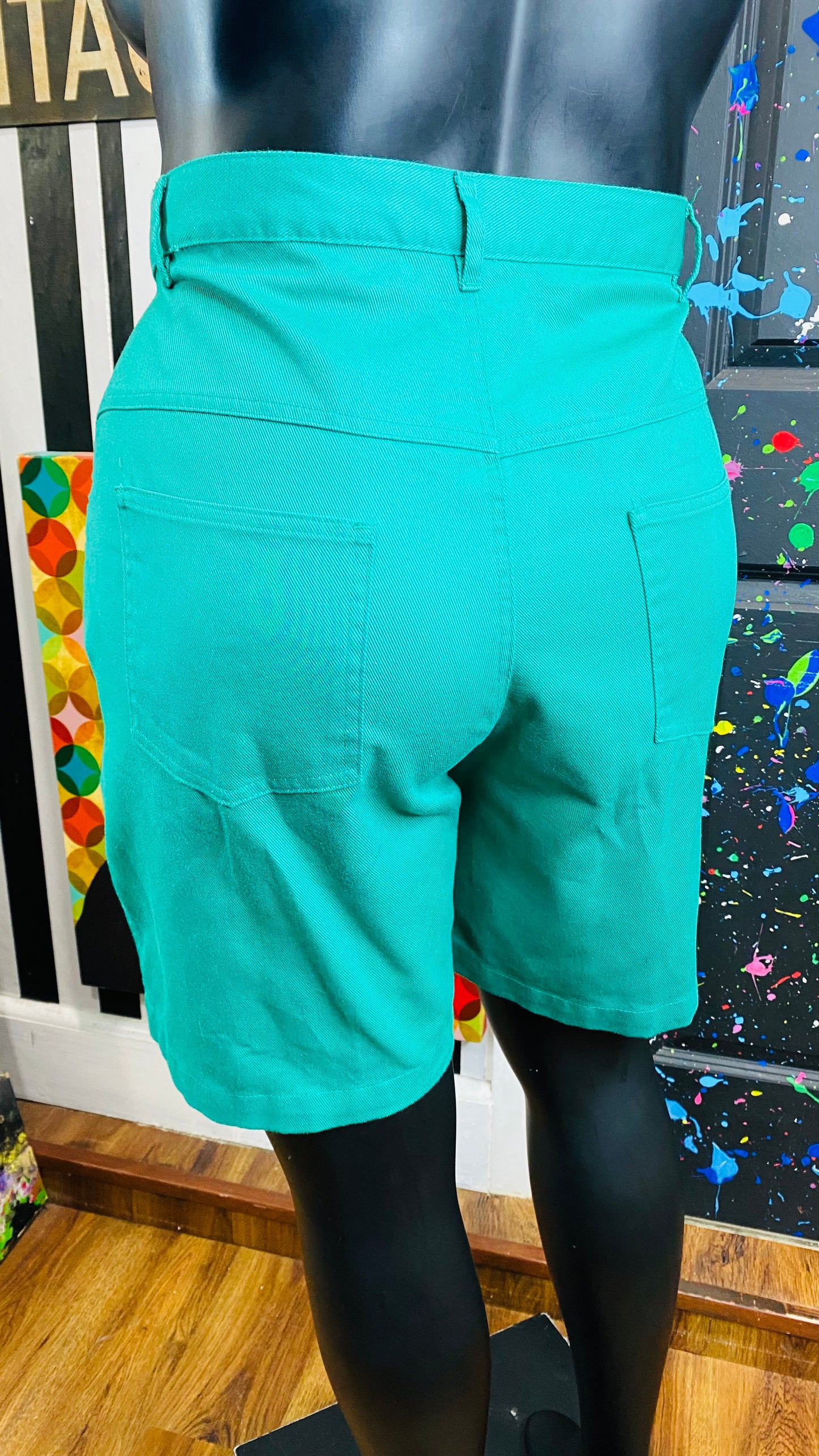 Vintage Teal Green Denim Shorts (22W)