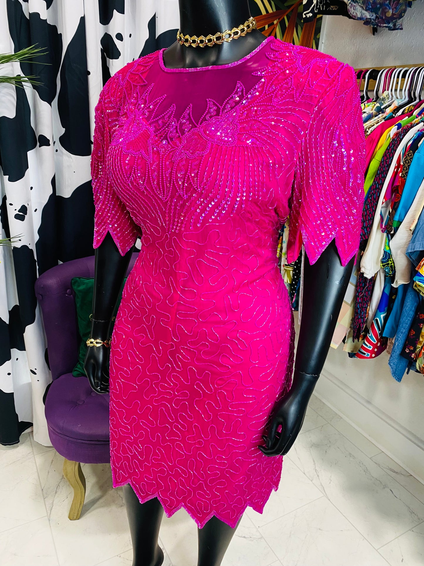 Vintage Pink Sequin Dress