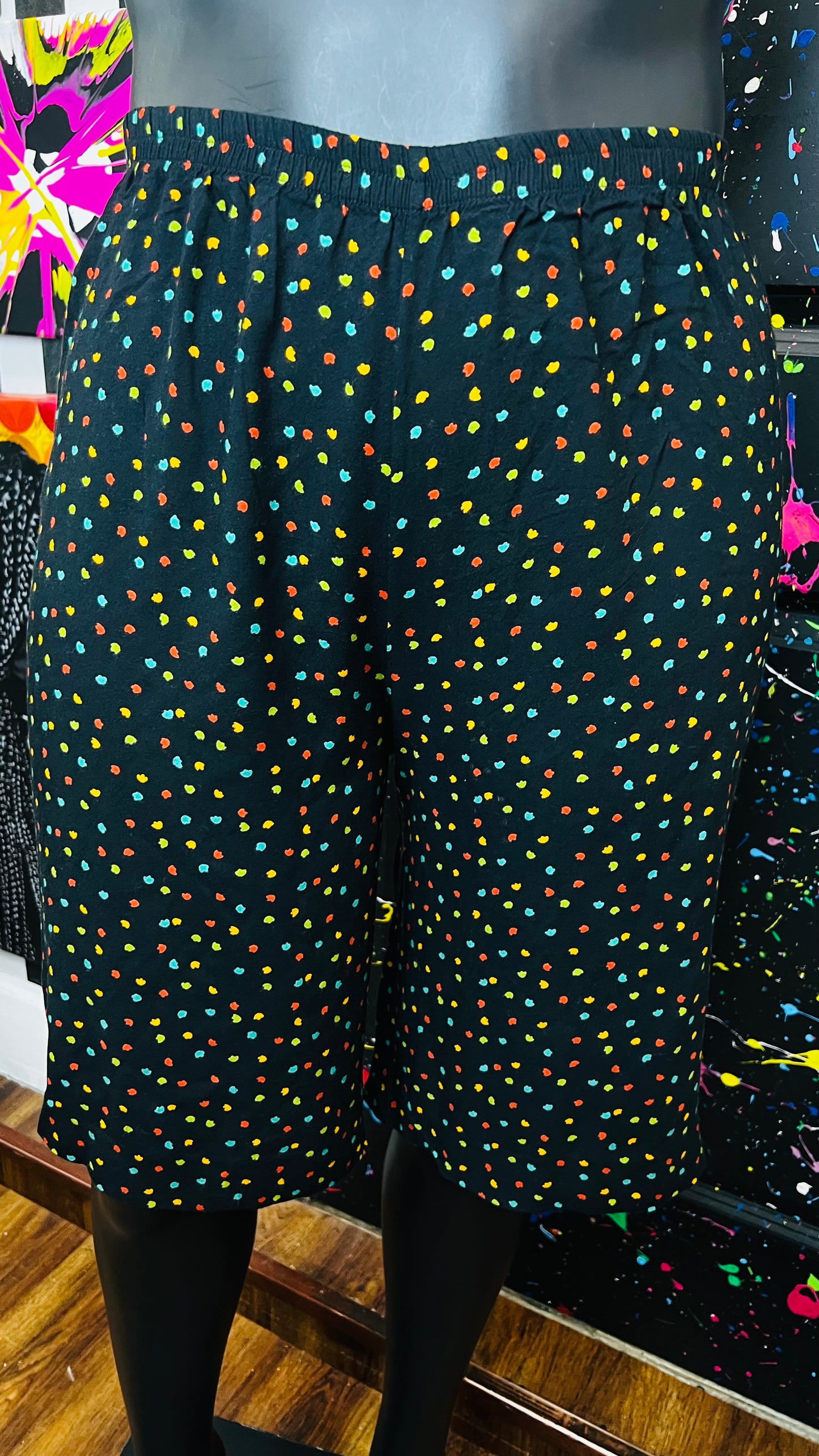 Vintage Rayon Color block Speckle Shorts (24)