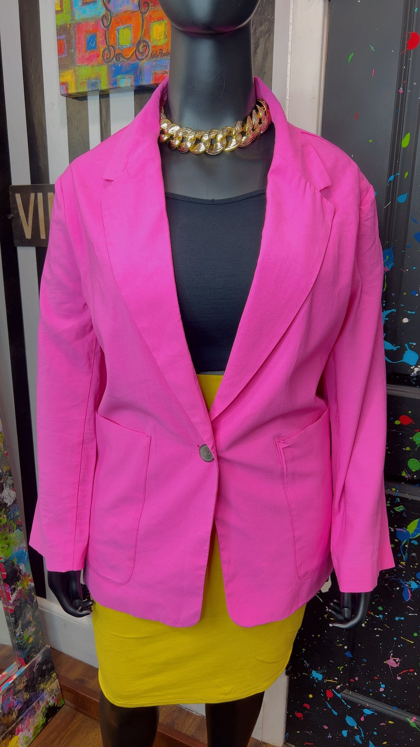 Vintage Inspired Pink Oversized Blazer (24)