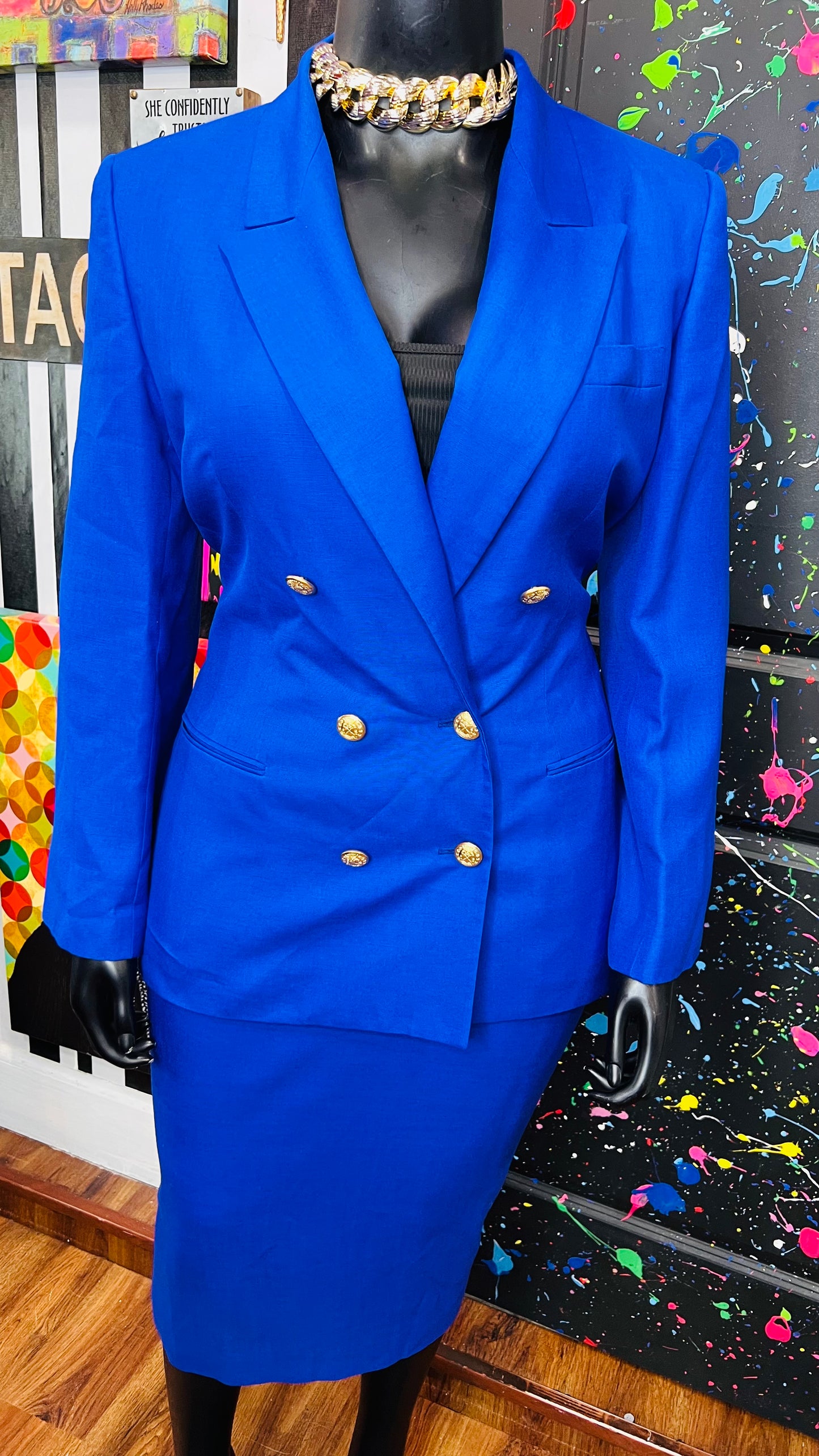 Vintage Cobalt Blue Skirt Suit (16)