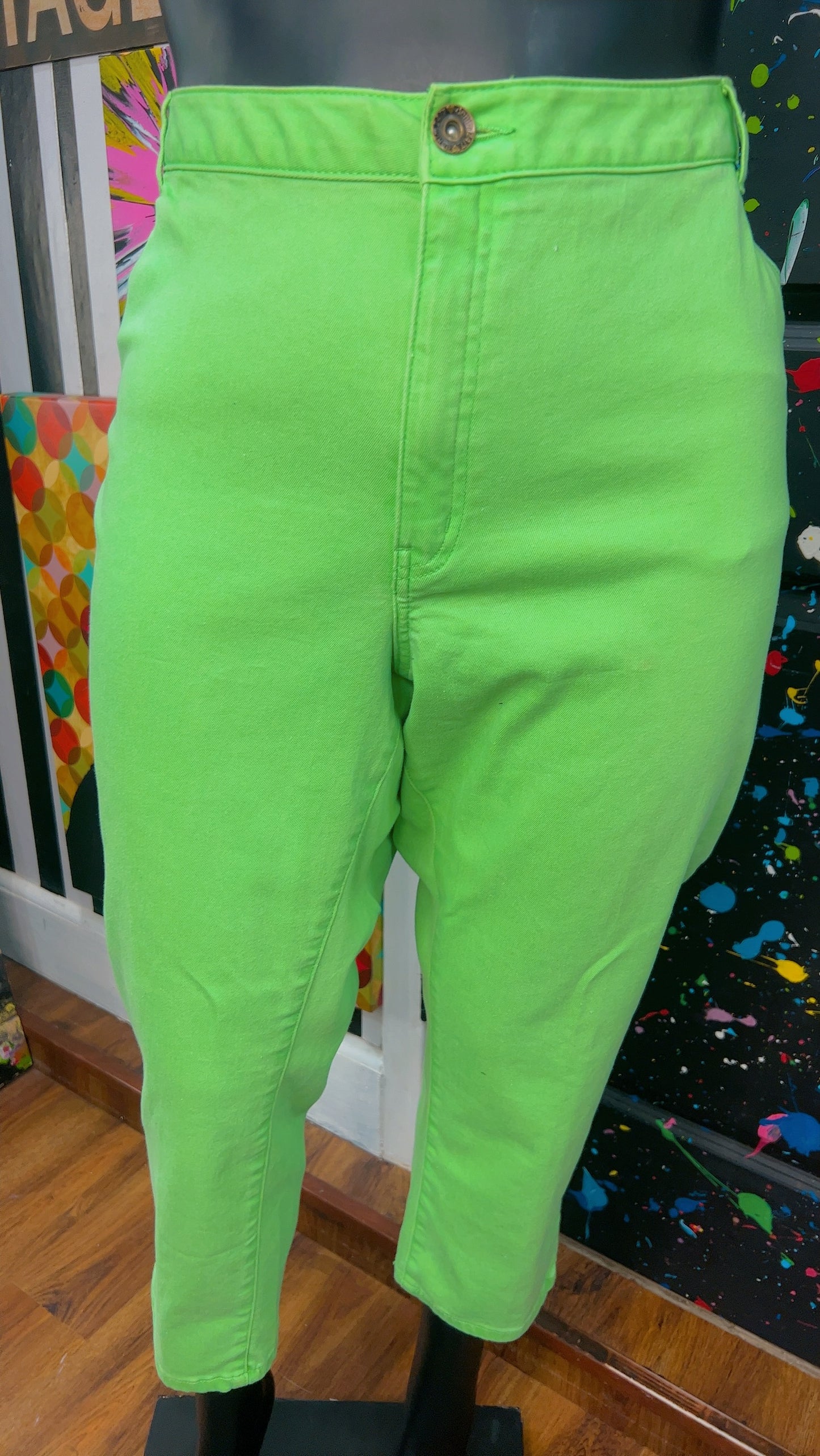 Vintage Green Jeans -Does Stretch (24W)